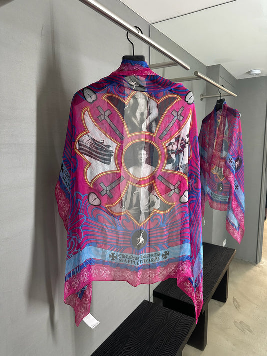 Chrome Hearts Robert Mapplethorpe Print Silk Scarf with Receipt