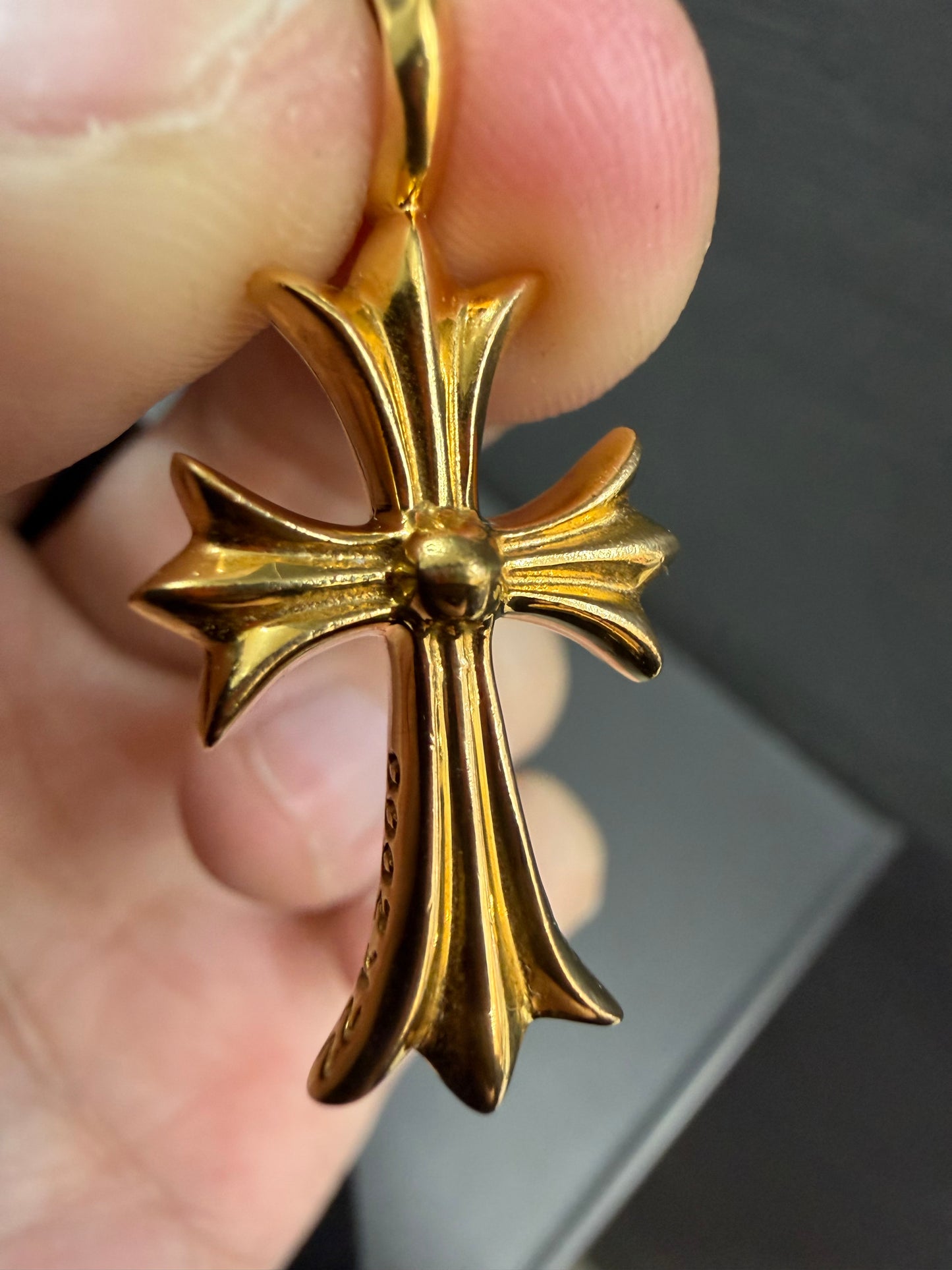 Chrome Hearts 22k Tiny Cross Pendant with Diamonds