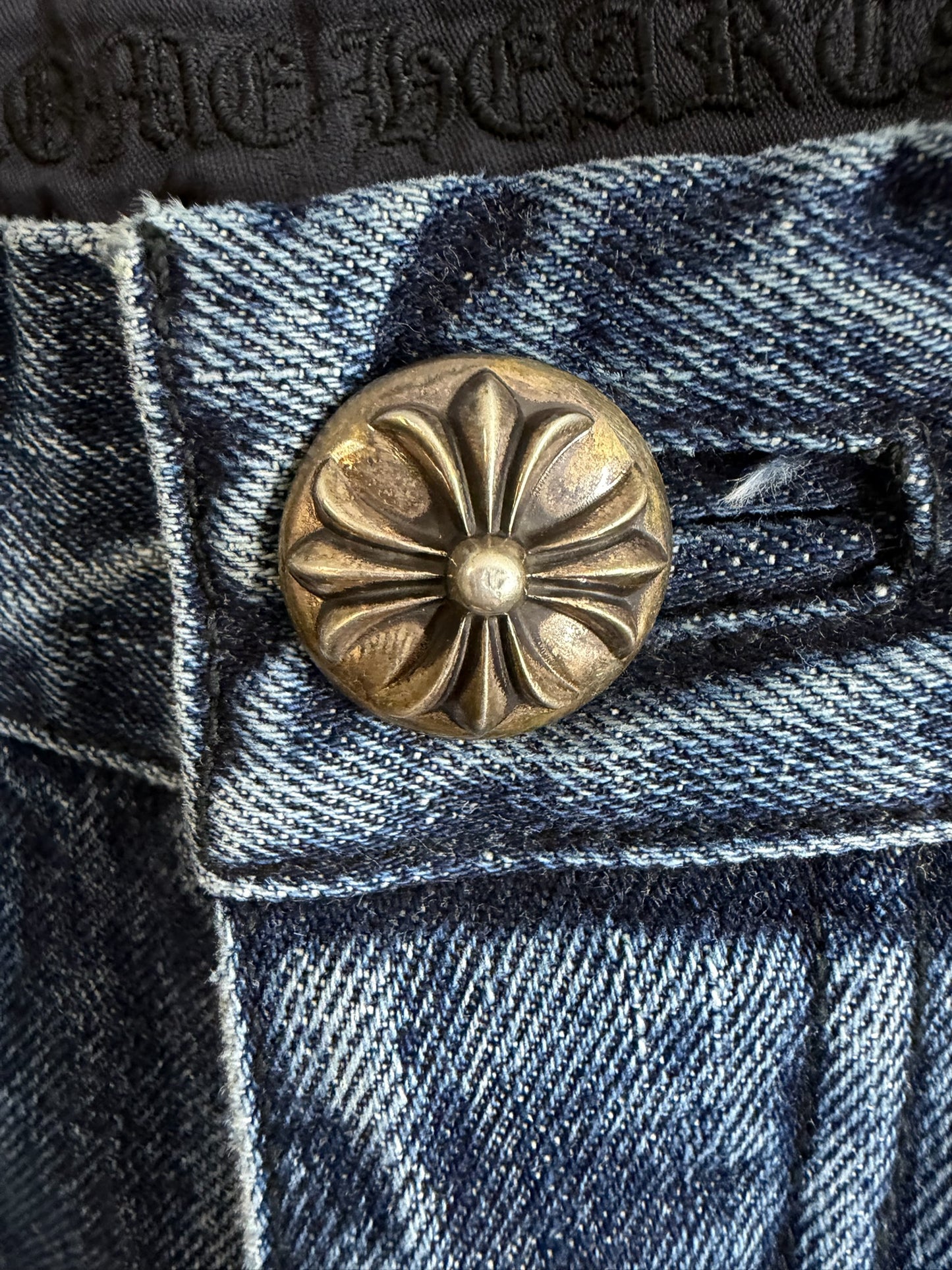Chrome Hearts Cross Patch Fleur Knee Jeans