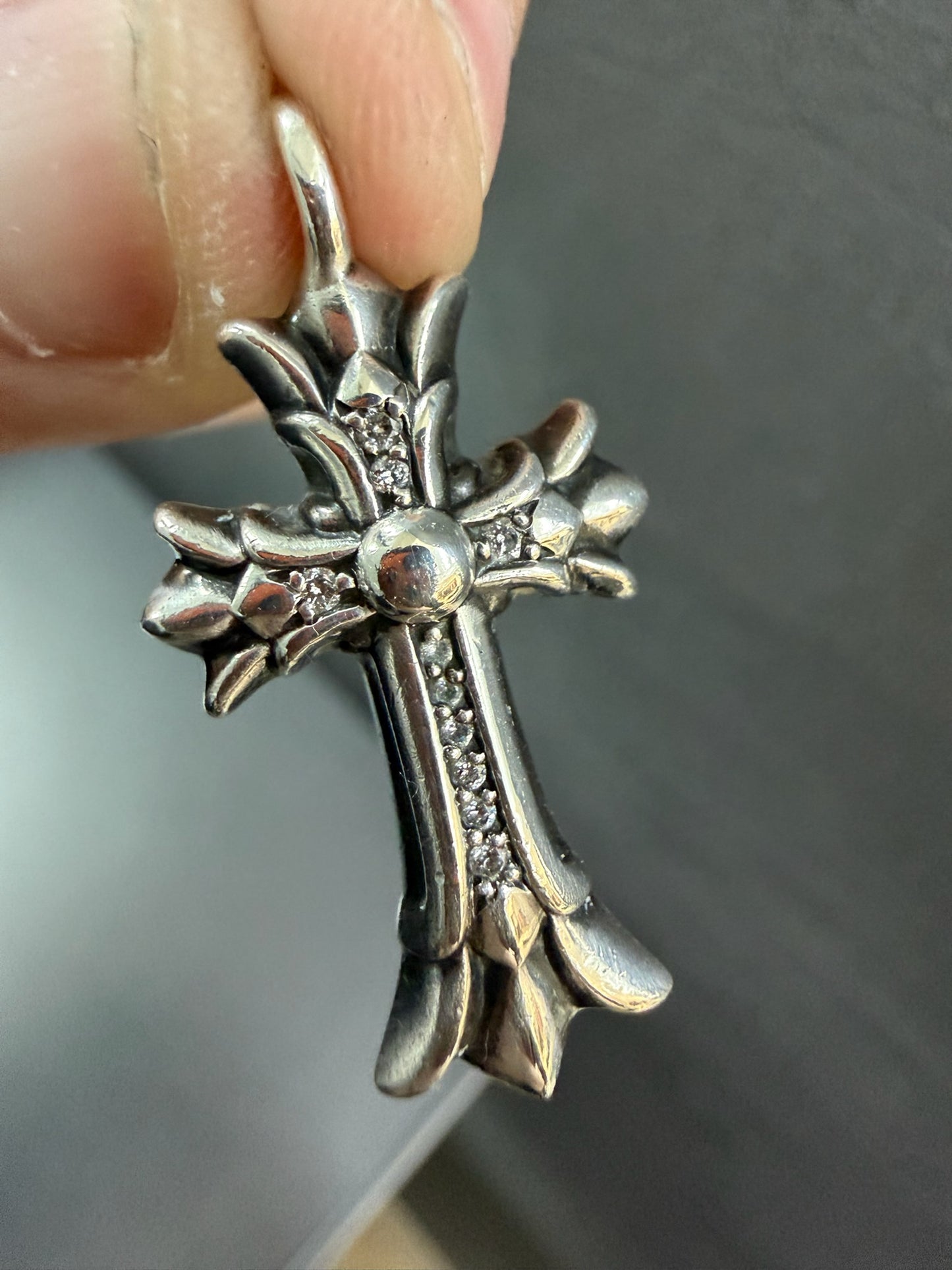 Chrome Hearts DBL Double Cross Pendant with Diamonds
