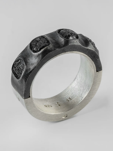 Parts Of Four Sistema Ring (Terrestrial Surfaced, 1.0 CT, 4 Black Diamond Fragments, 9mm, MA+KA+KFRDIA)