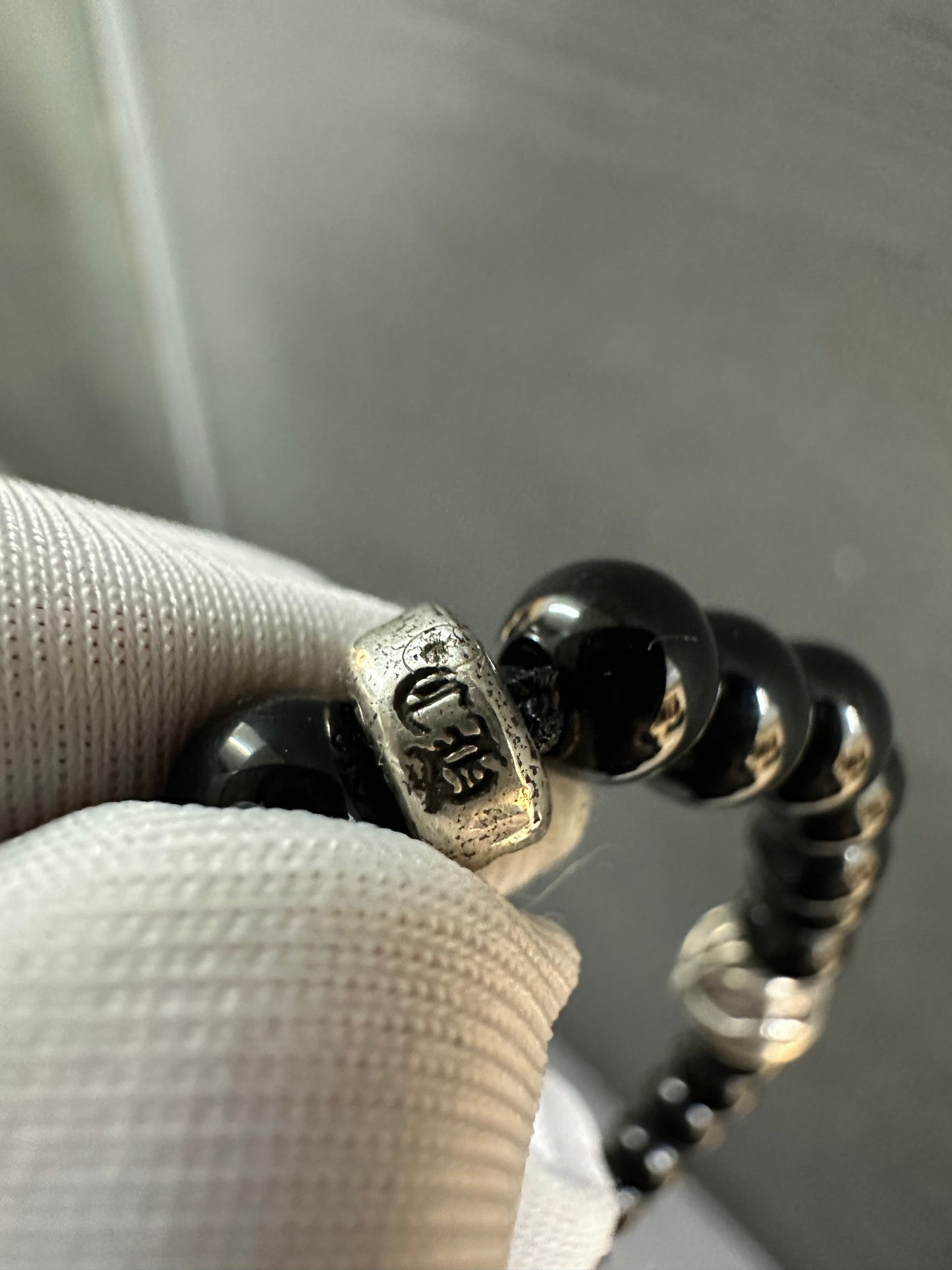 Chrome Hearts Black Stones Cross Ball Bracelet 6mm