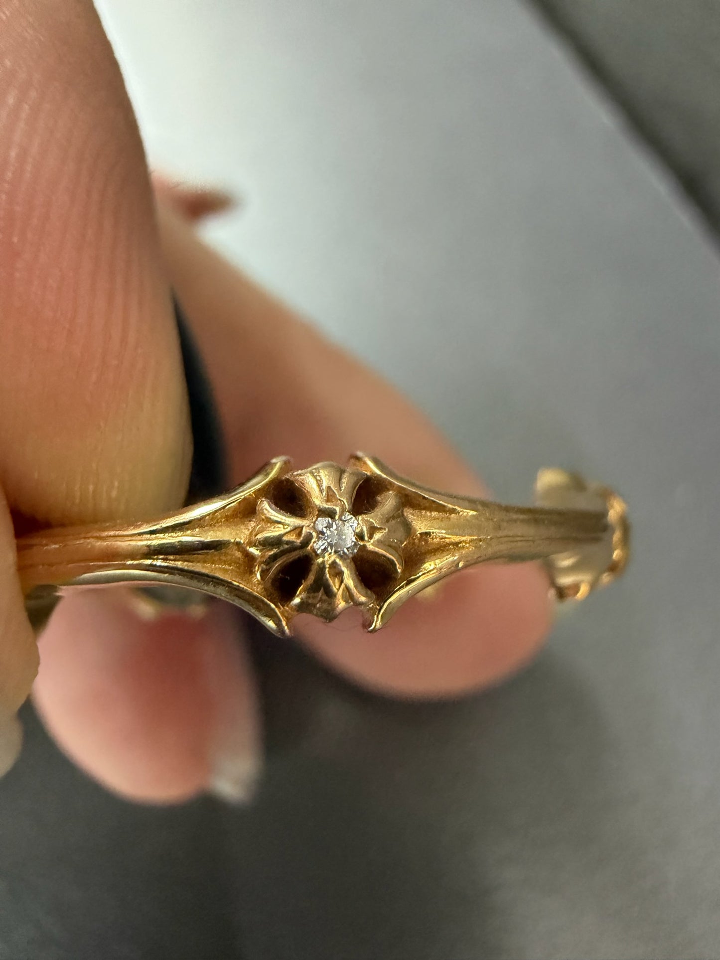 Chrome Hearts 22K Plus Cross and Bone Ring with Diamonds