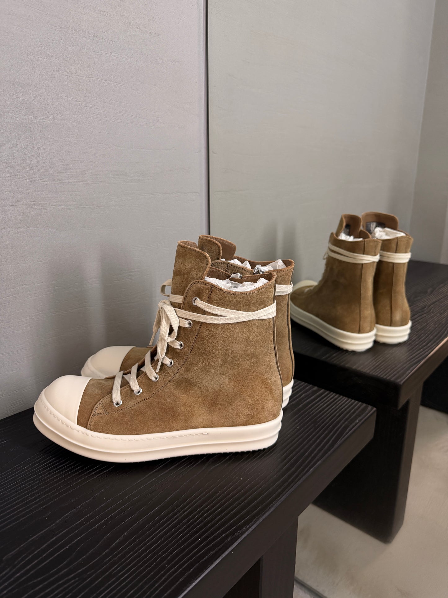 Rick Owens Sumi Suede Ramones Temple Sneakers