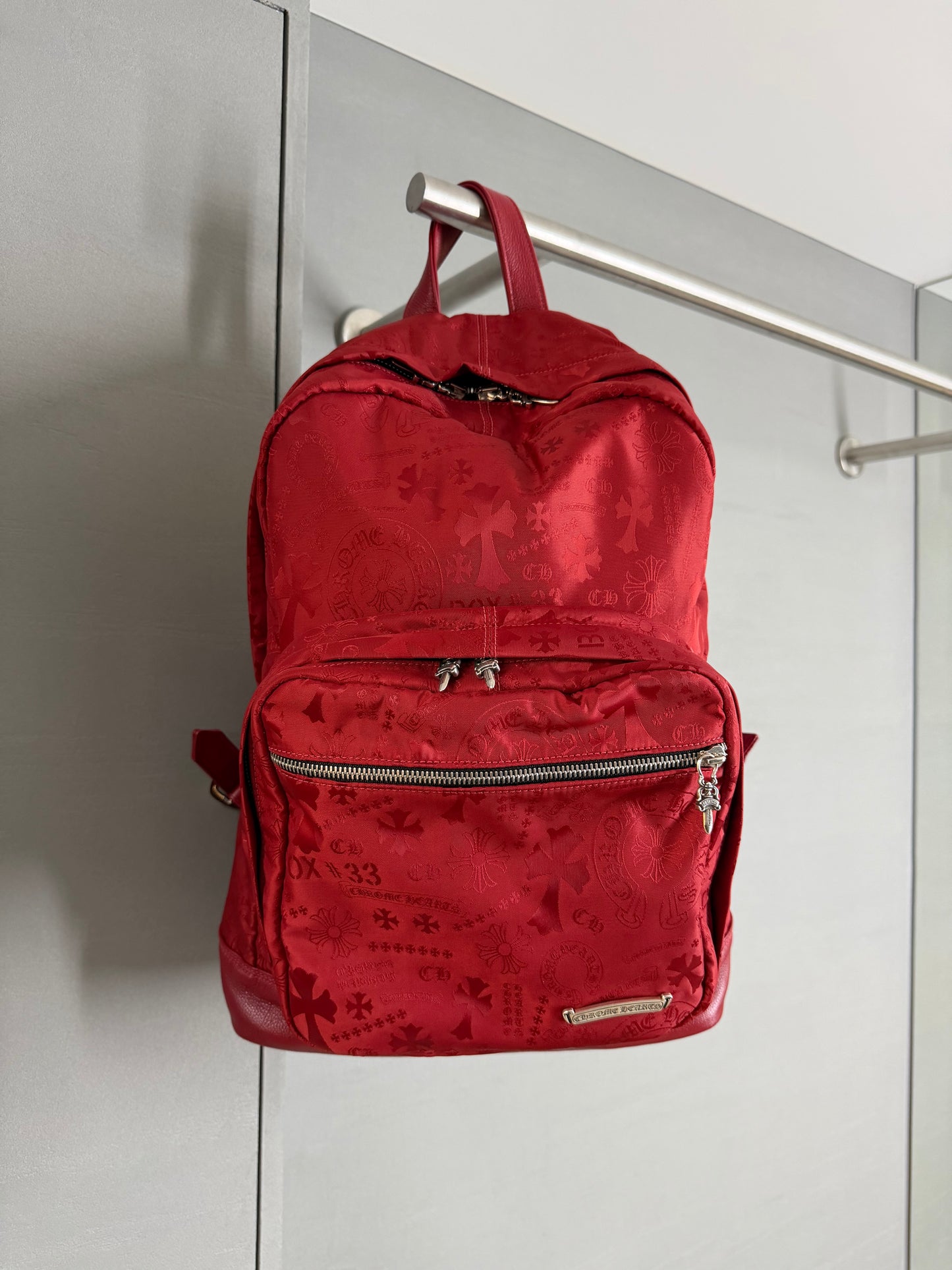 Chrome Hearts Nylon Stencil Red Backpack