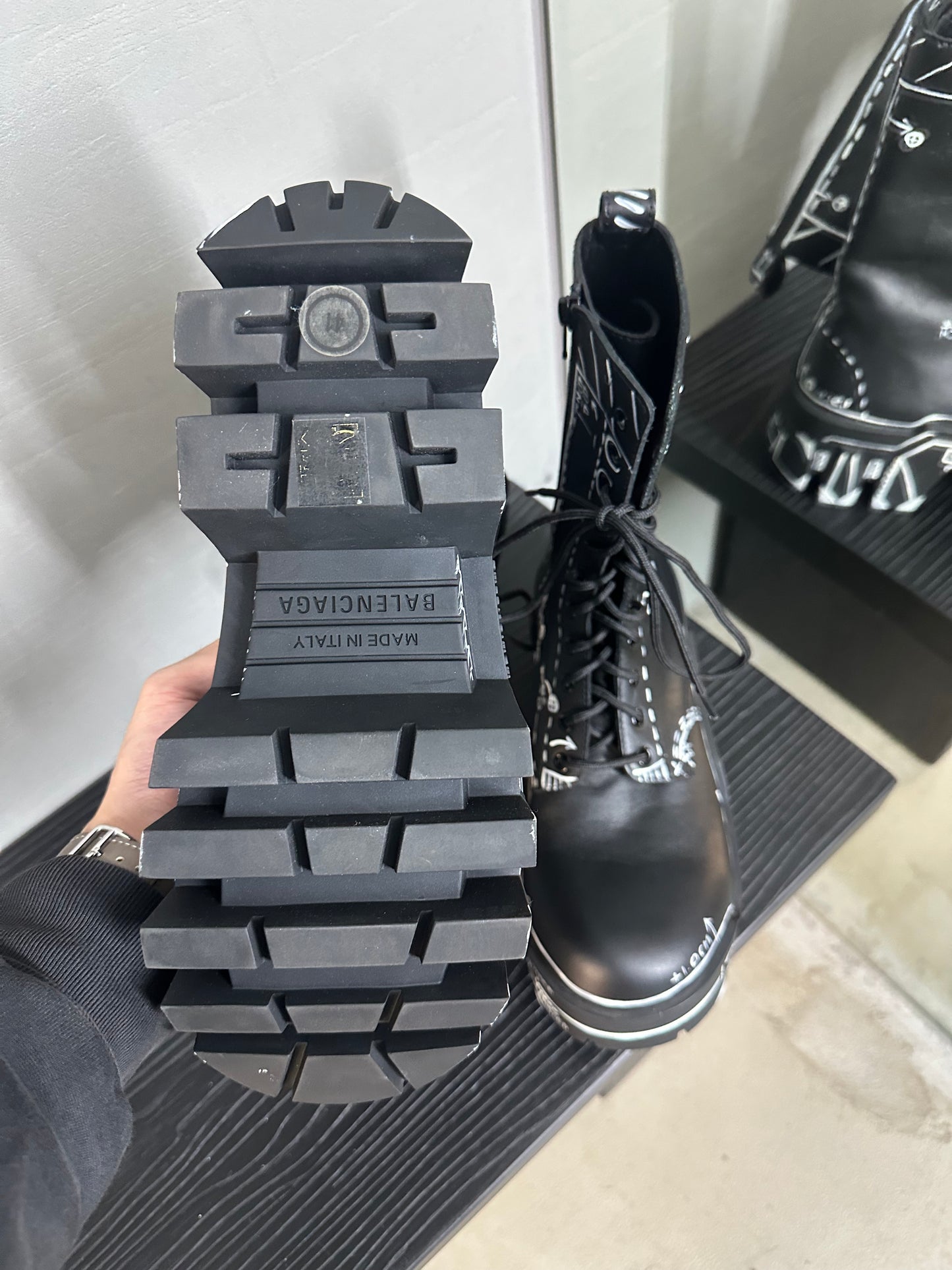 Balenciaga Bulldozer Sketch On Laceup Boots