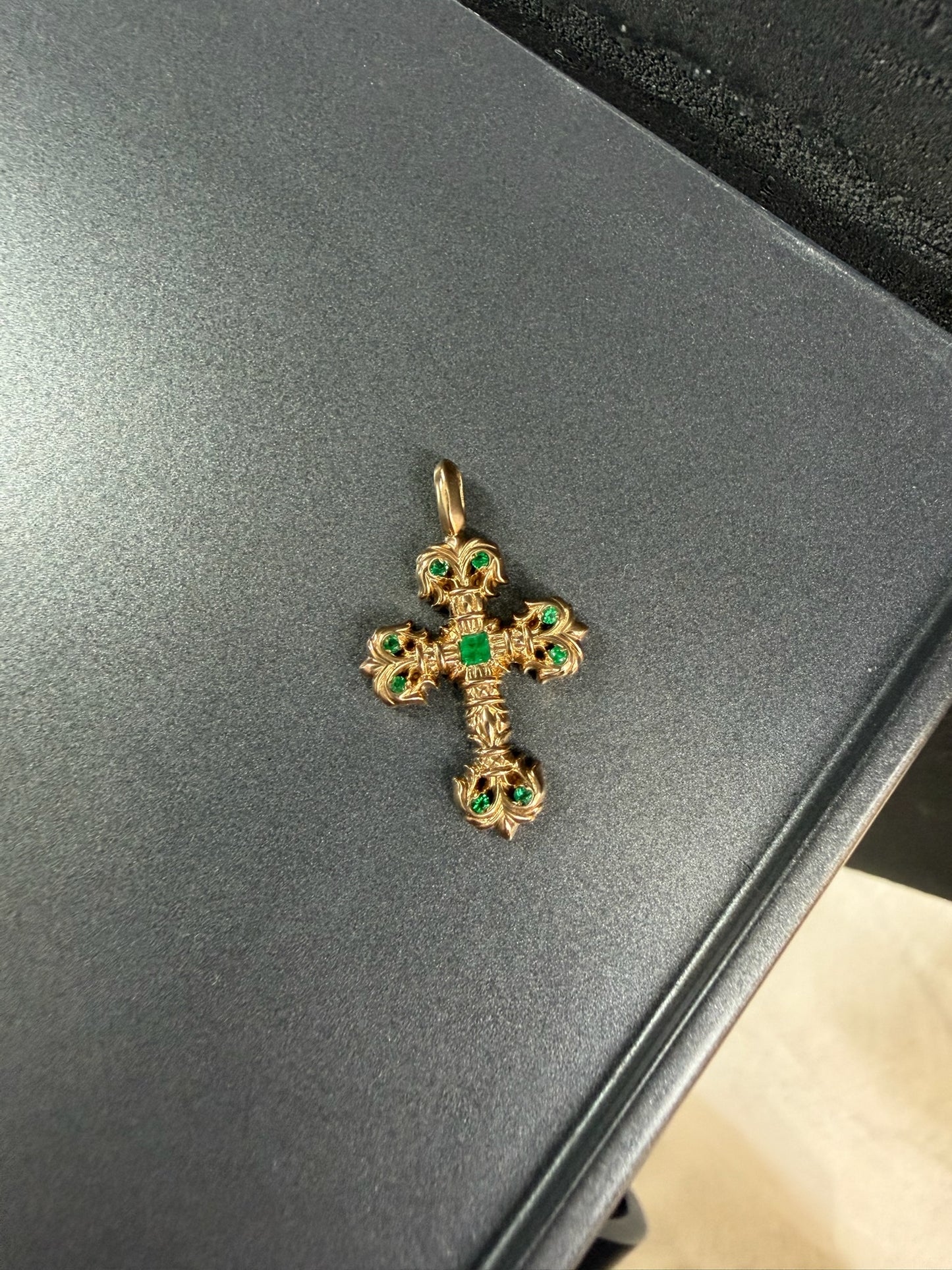 Chrome Hearts 22k Filigree Pendant with Emerald