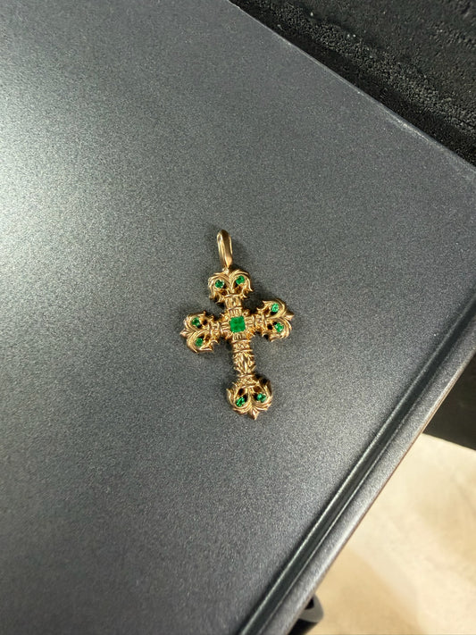 Chrome Hearts 22k Filigree Pendant with Emerald