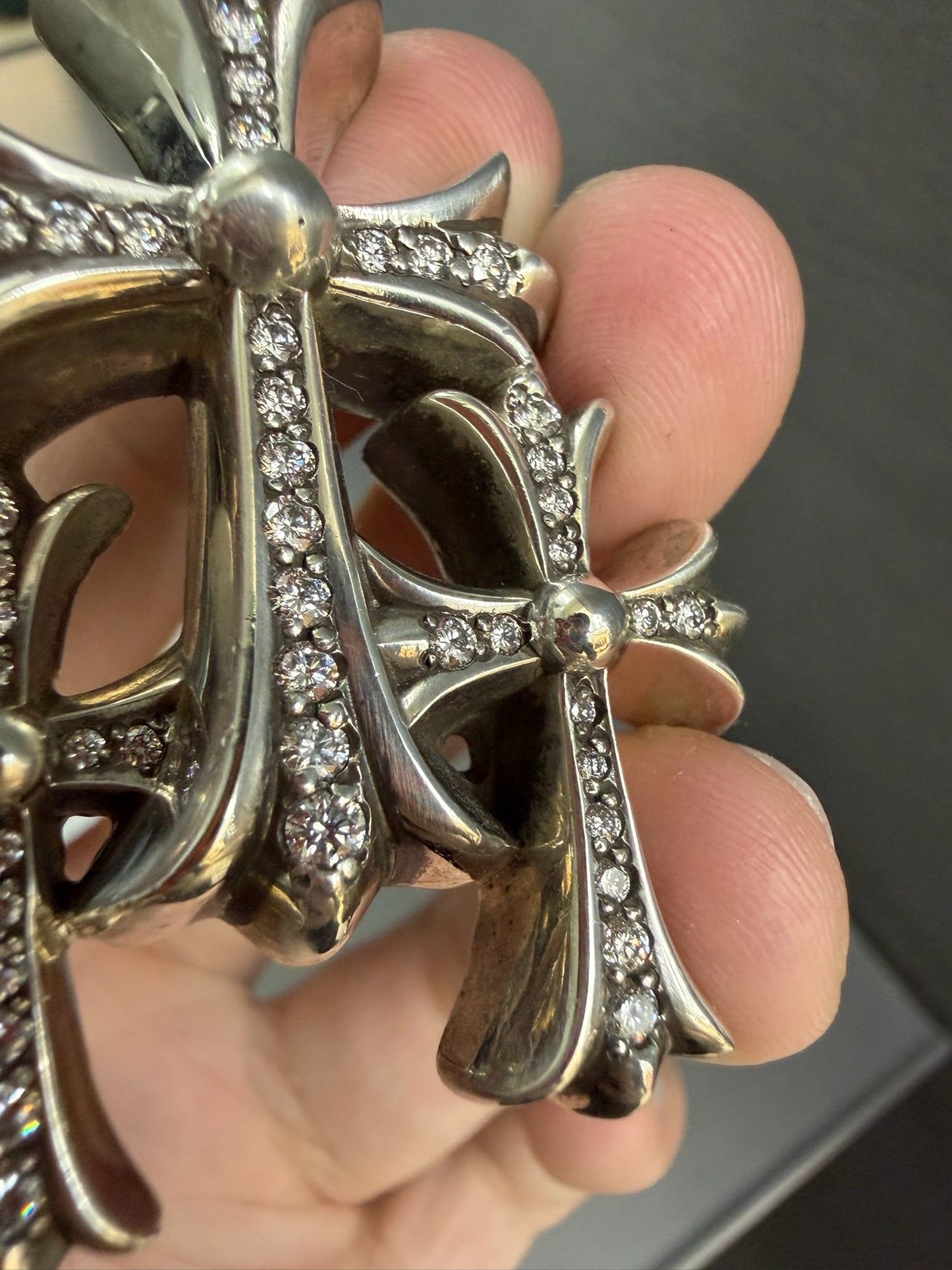 Chrome Hearts Triple Cross Ring with Diamonds