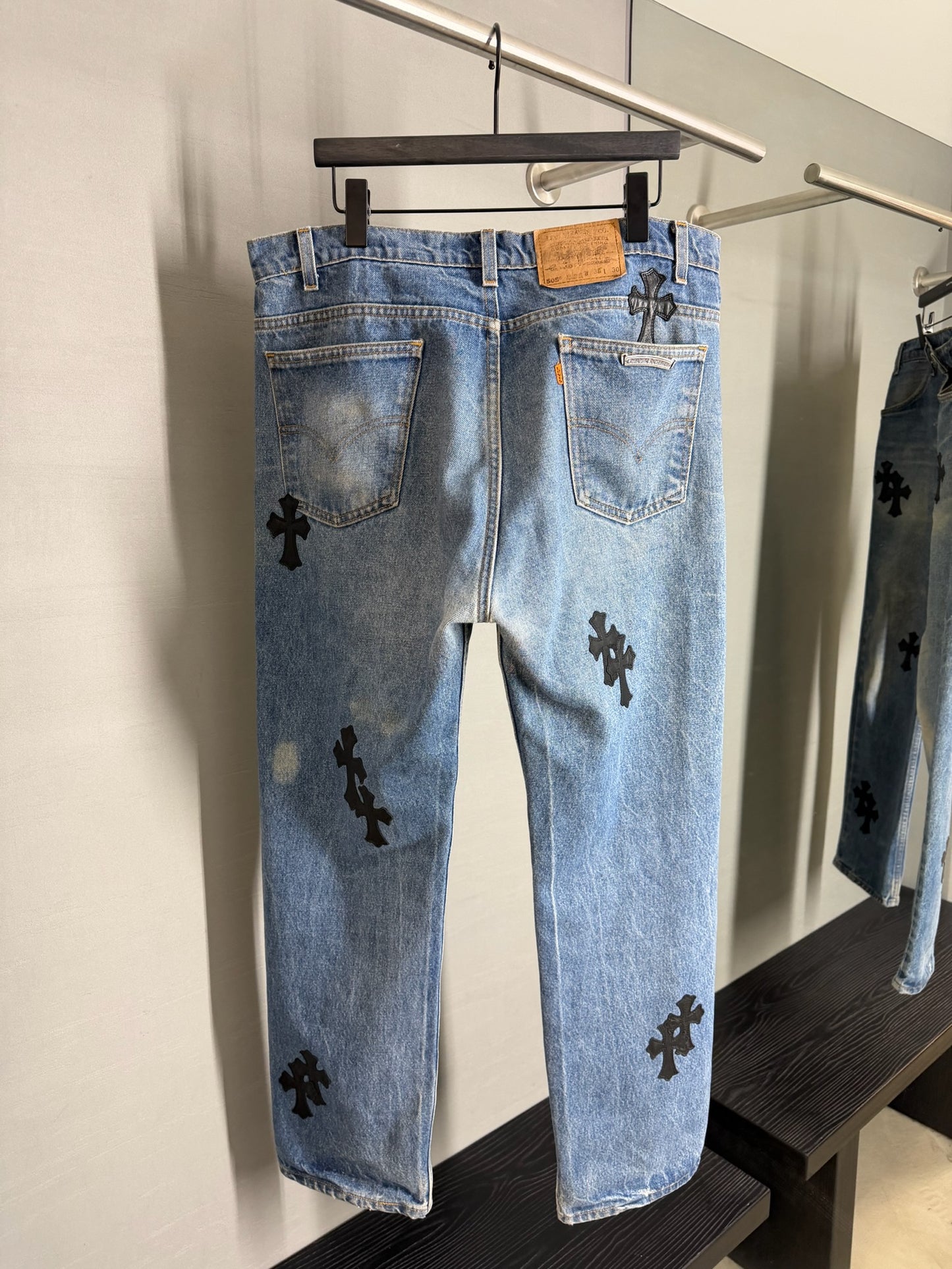 Chrome Hearts Levi’s 505 Cross Patch Jeans