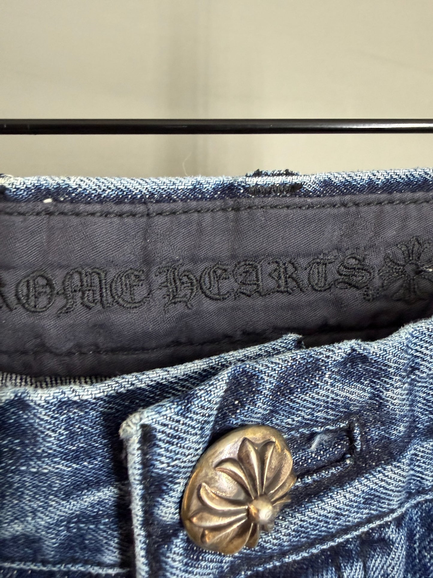 Chrome Hearts Cross Patch Fleur Knee Jeans