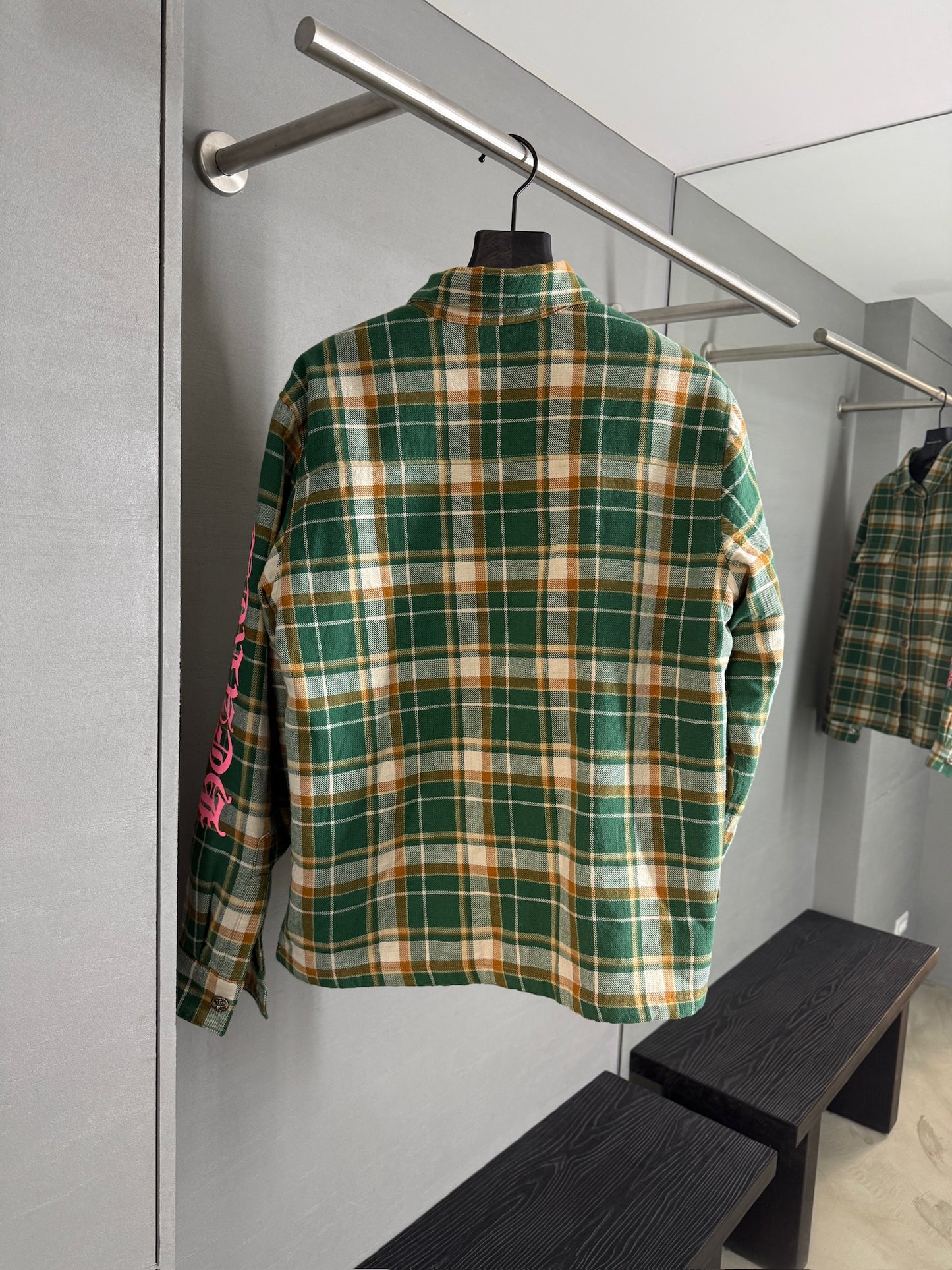 Chrome Hearts Quilted Padded Flannel Plaid Print Jacket