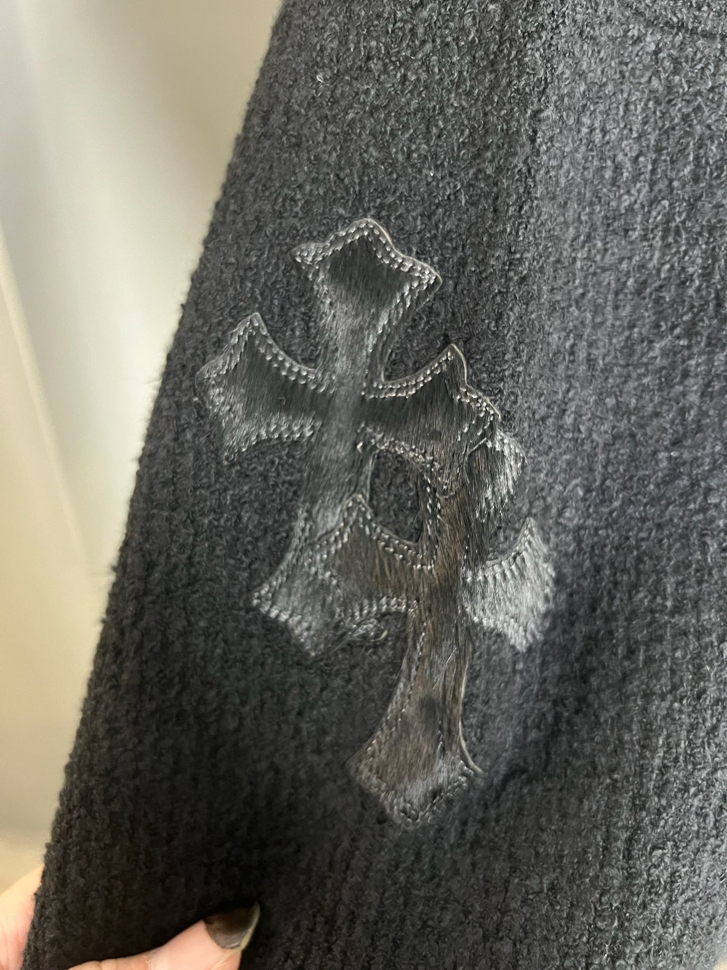 Chrome Hearts Pony Hair Cross Patch Half Turtleneck Knitted Sweater