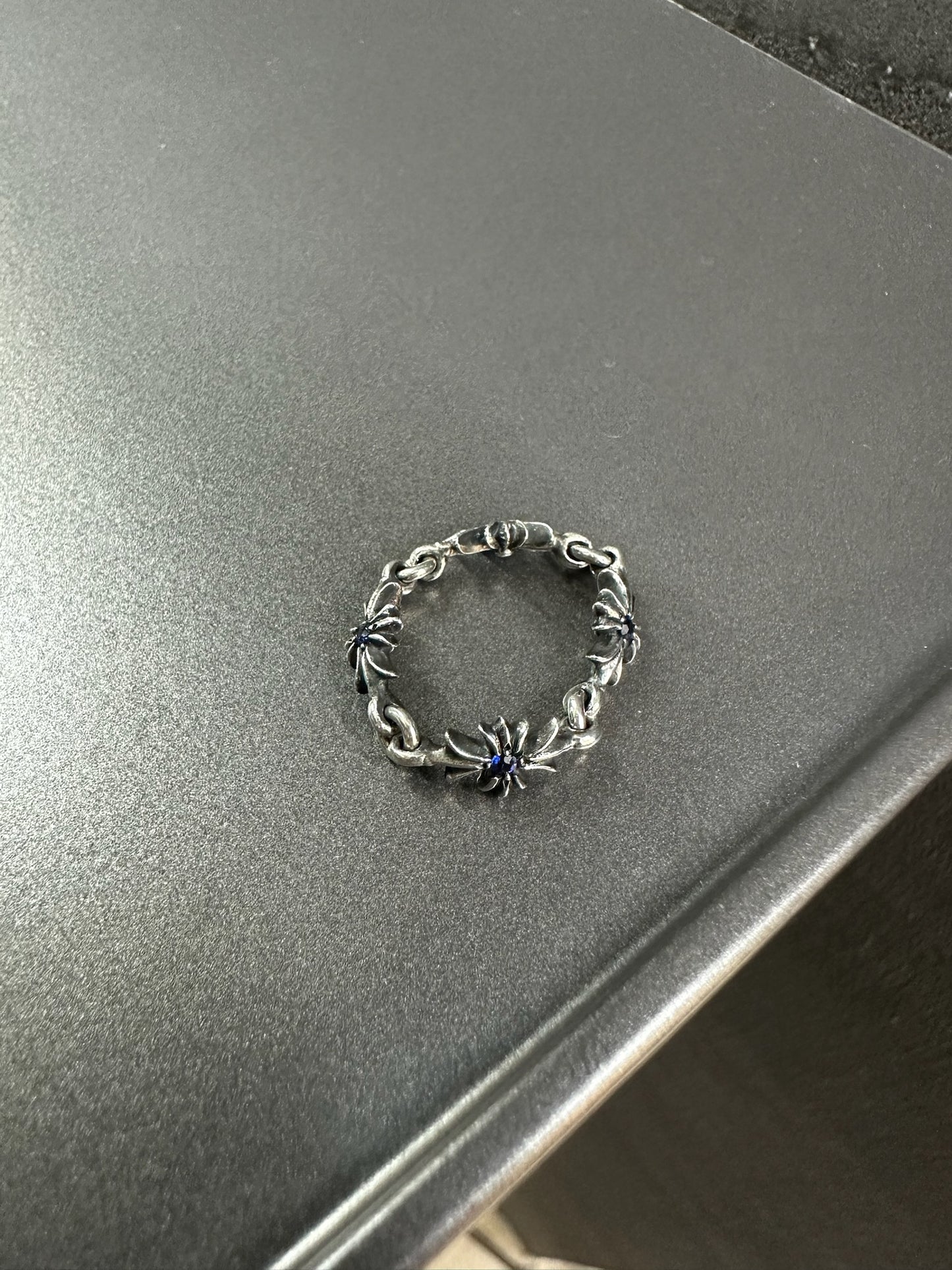 Chrome Hearts Sapphire Tiny E Cross Ring
