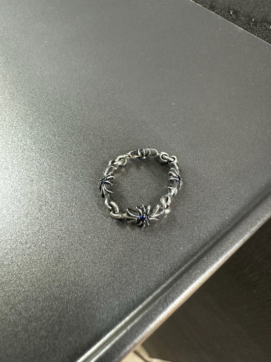 Chrome Hearts Sapphire Tiny E Cross Ring