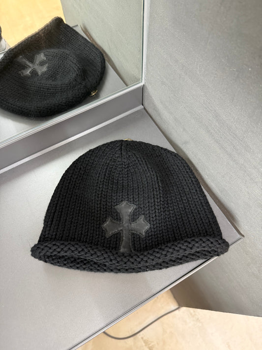 Chrome Hearts Leather Cross Patch Cotton Beanie