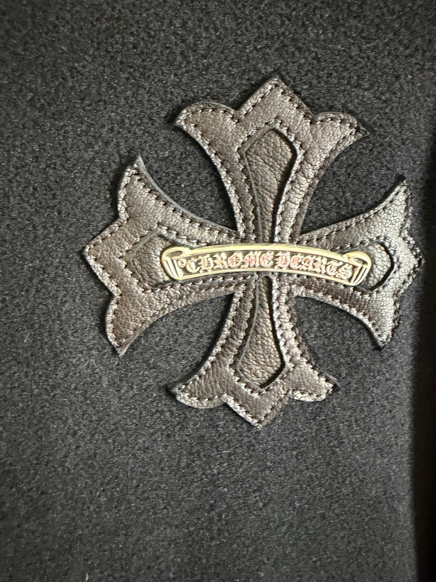 Chrome Hearts Leather Cross  Patch Polar Tech Fleece Hoodie