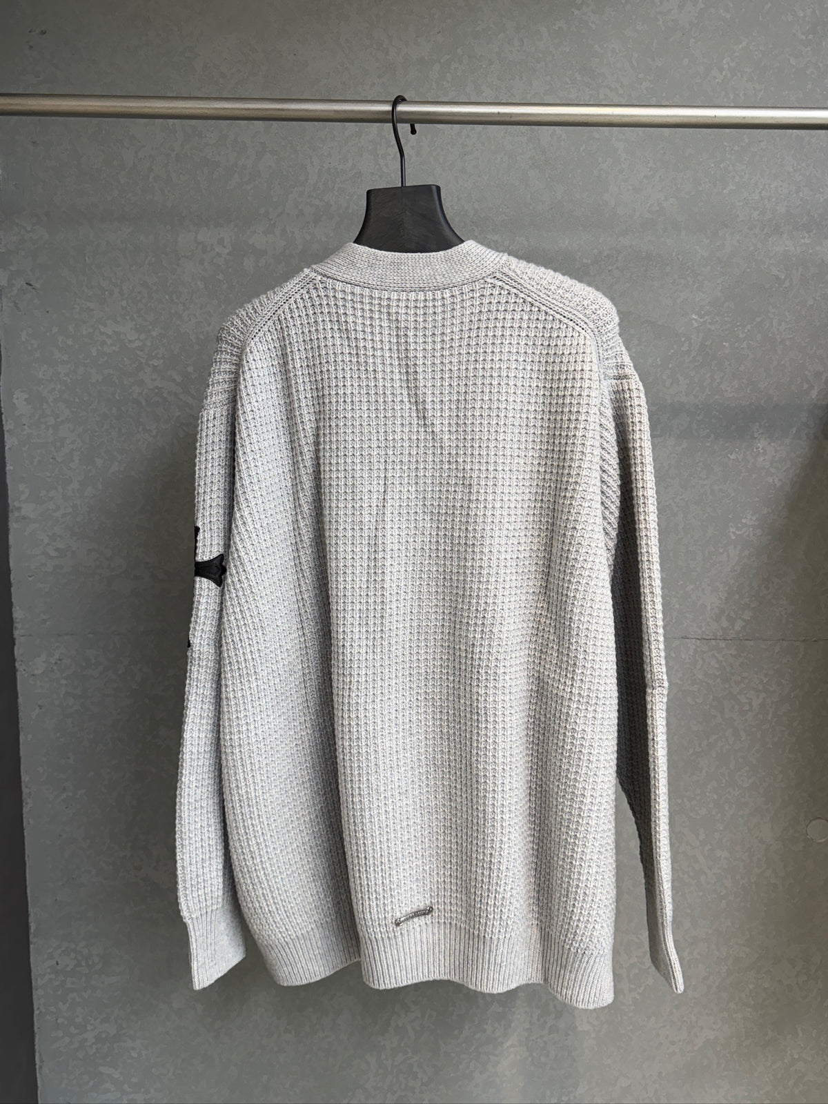 Chrome Hearts Cross Patch Grey Waffle Cashmere Cardigan