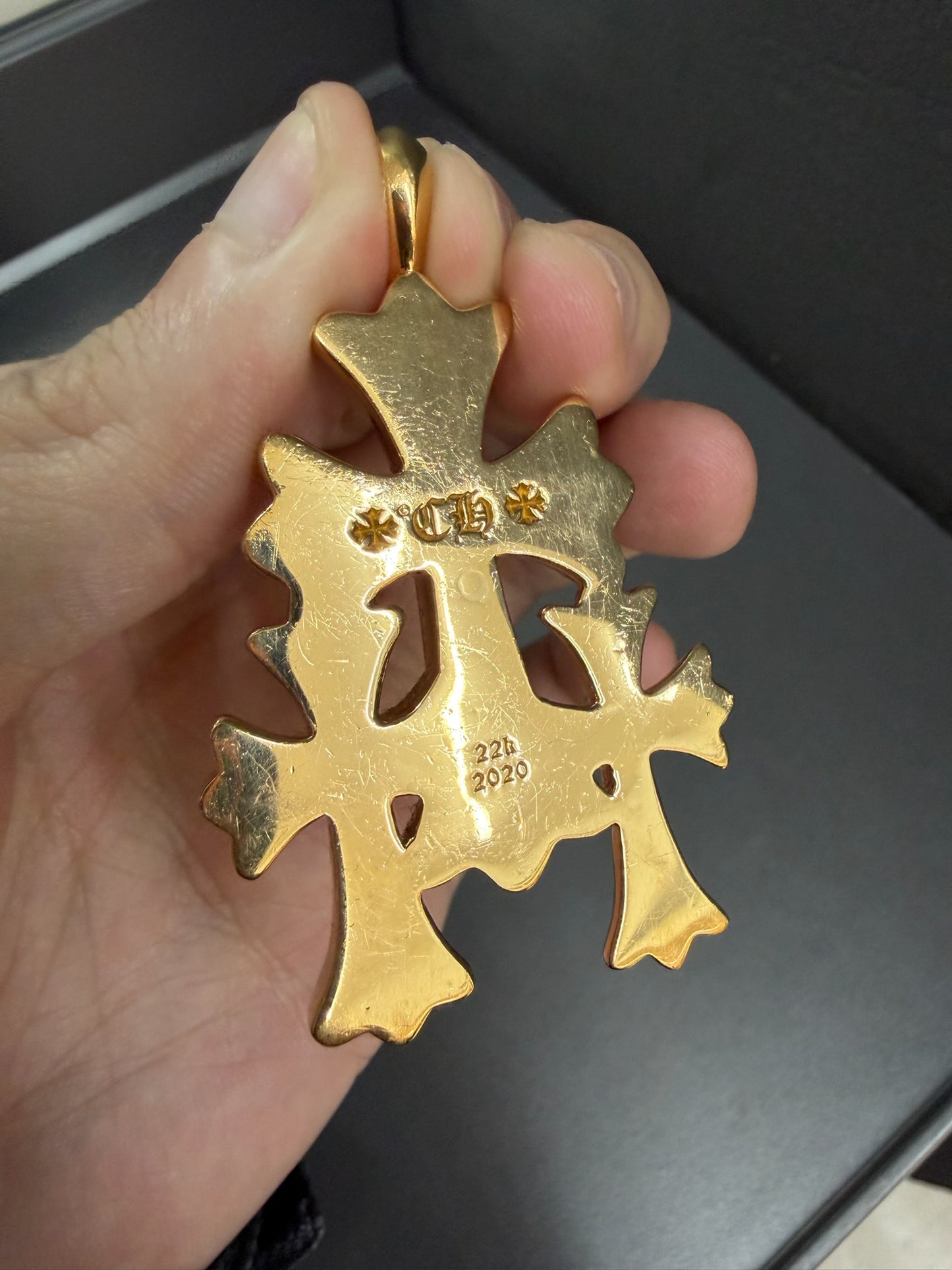 Chrome Hearts 22k Emerald Triple Cross Pendant