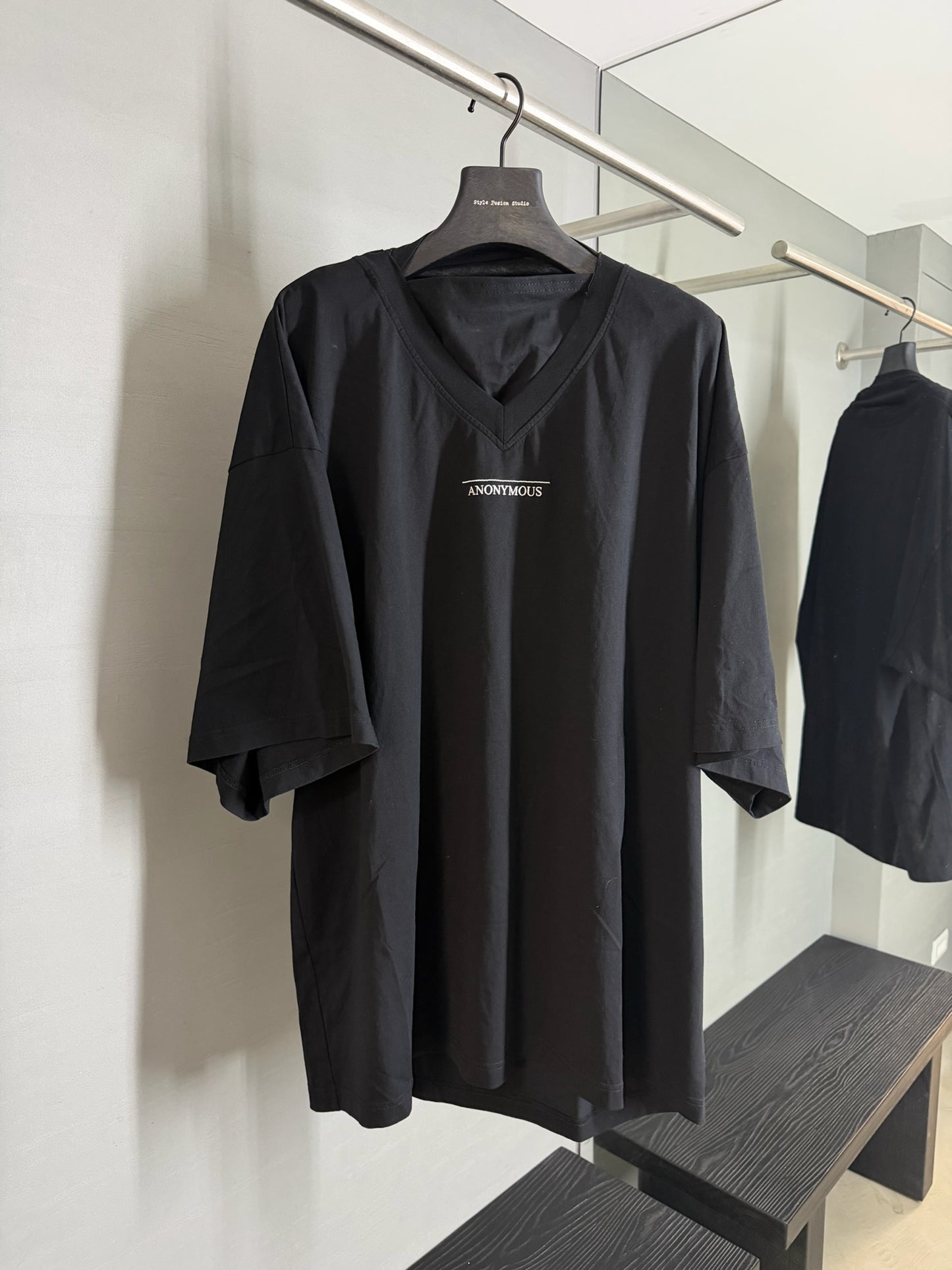 Anonymous Club Embroidered V-Neck Balaclava T-Shirt