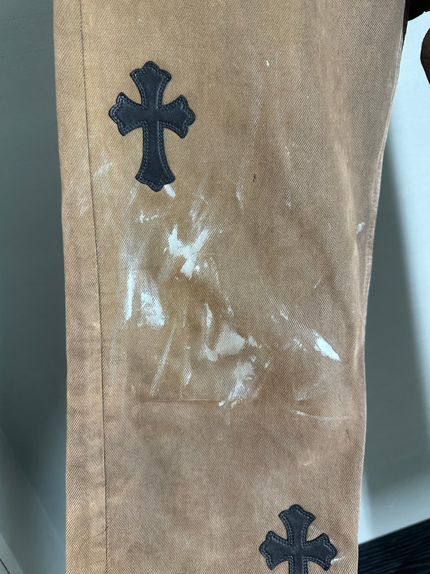 Chrome Hearts Leather Cross Patched Levis 501 Jeans (1 of 1)