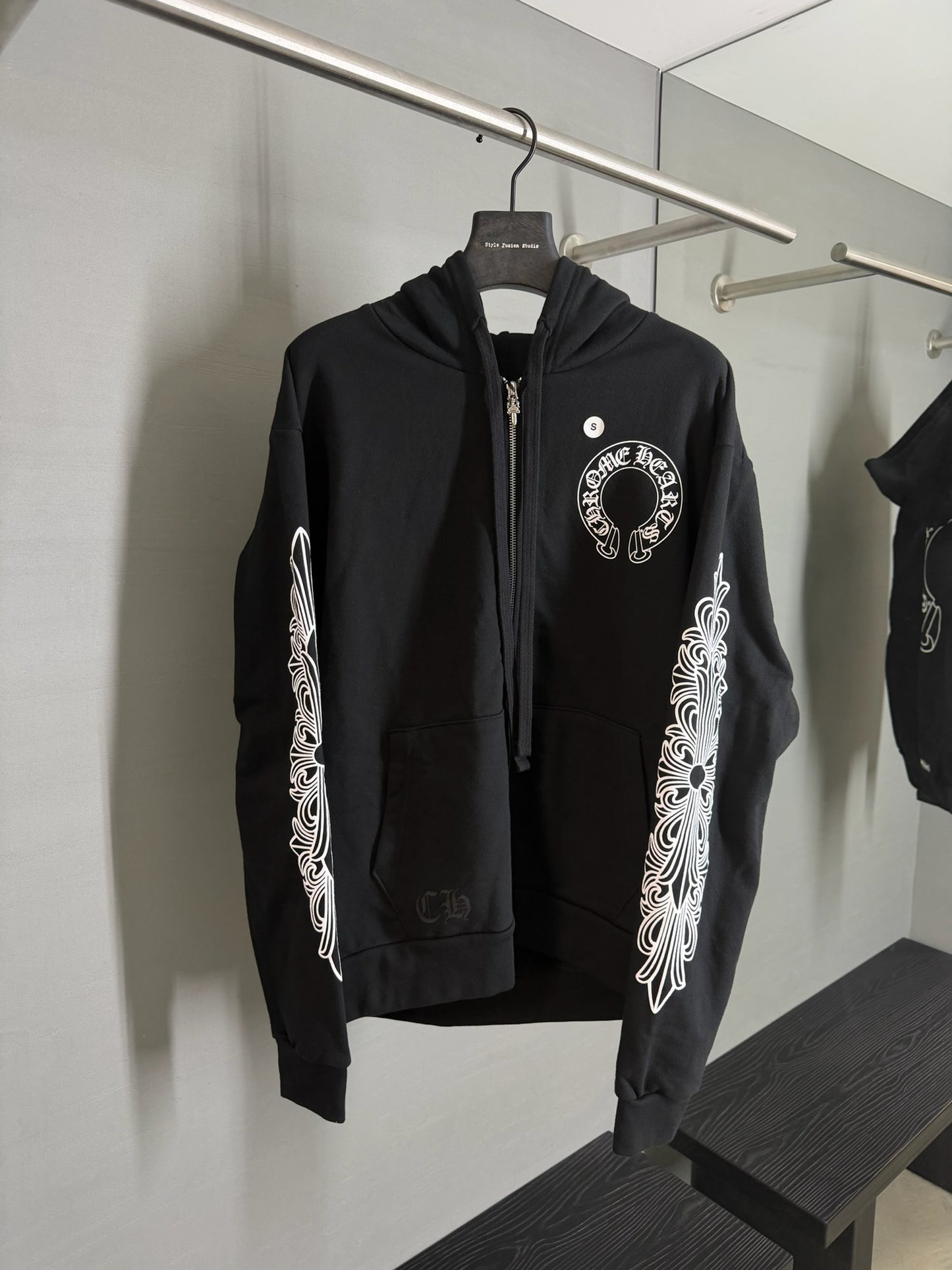 Chrome Hearts Horseshoe Floral Zip-Up Hoodie