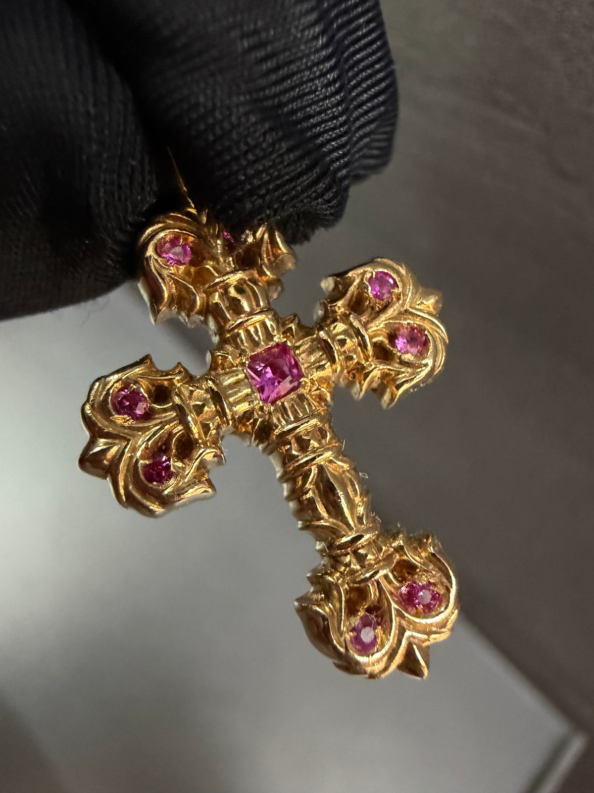 Chrome Hearts 22K Pink Sapphire Filigree Pendant