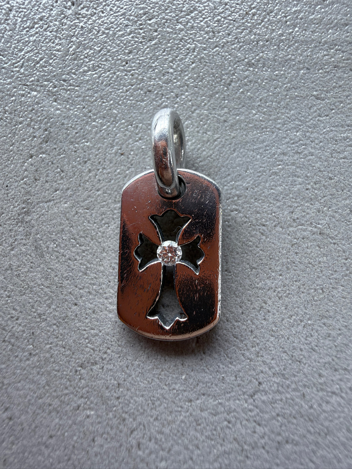 Chrome Heart Mini Dog Tag with Diamonds