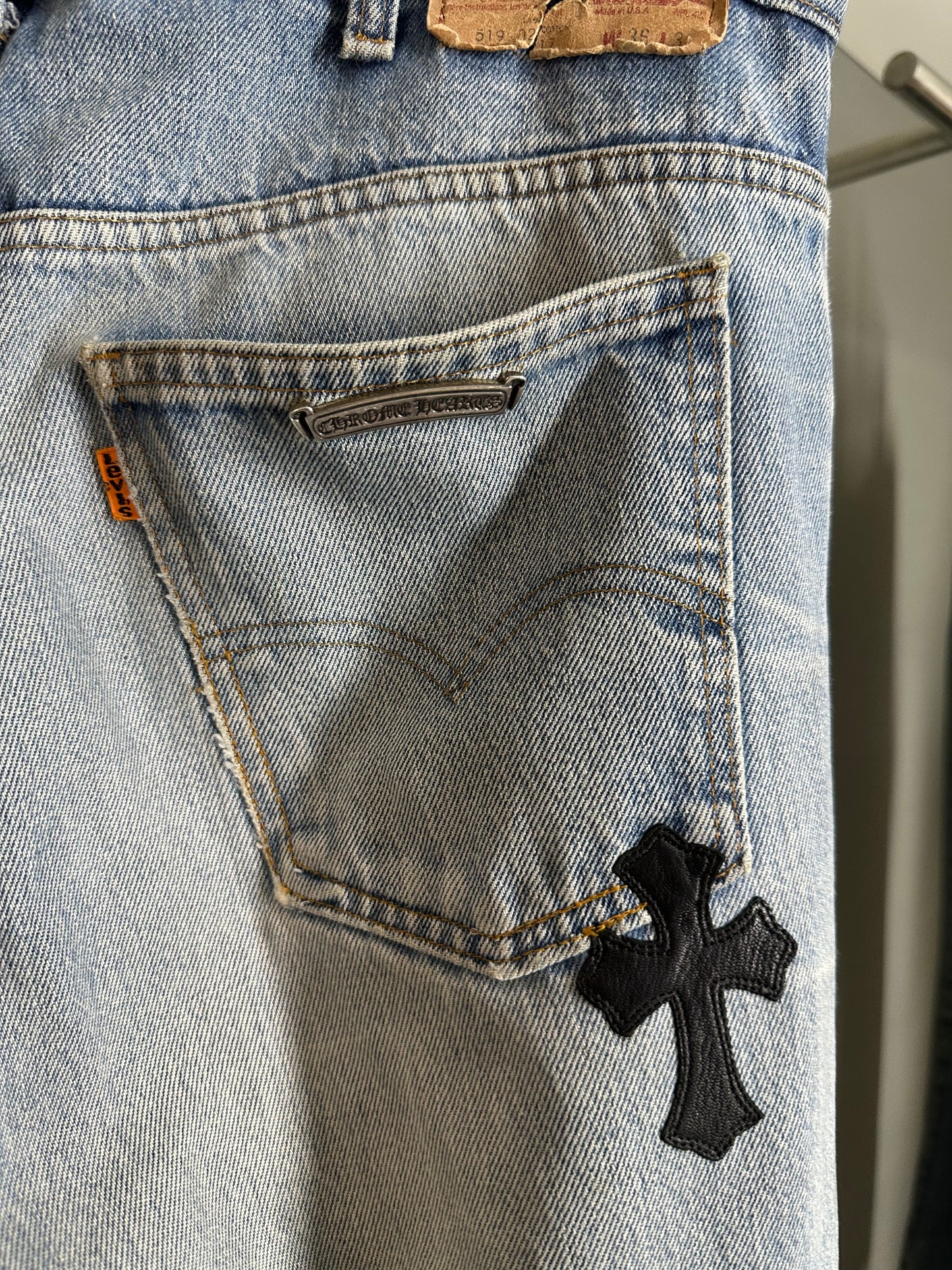 Chrome Hearts Leather Patched 519 Levis Jeans