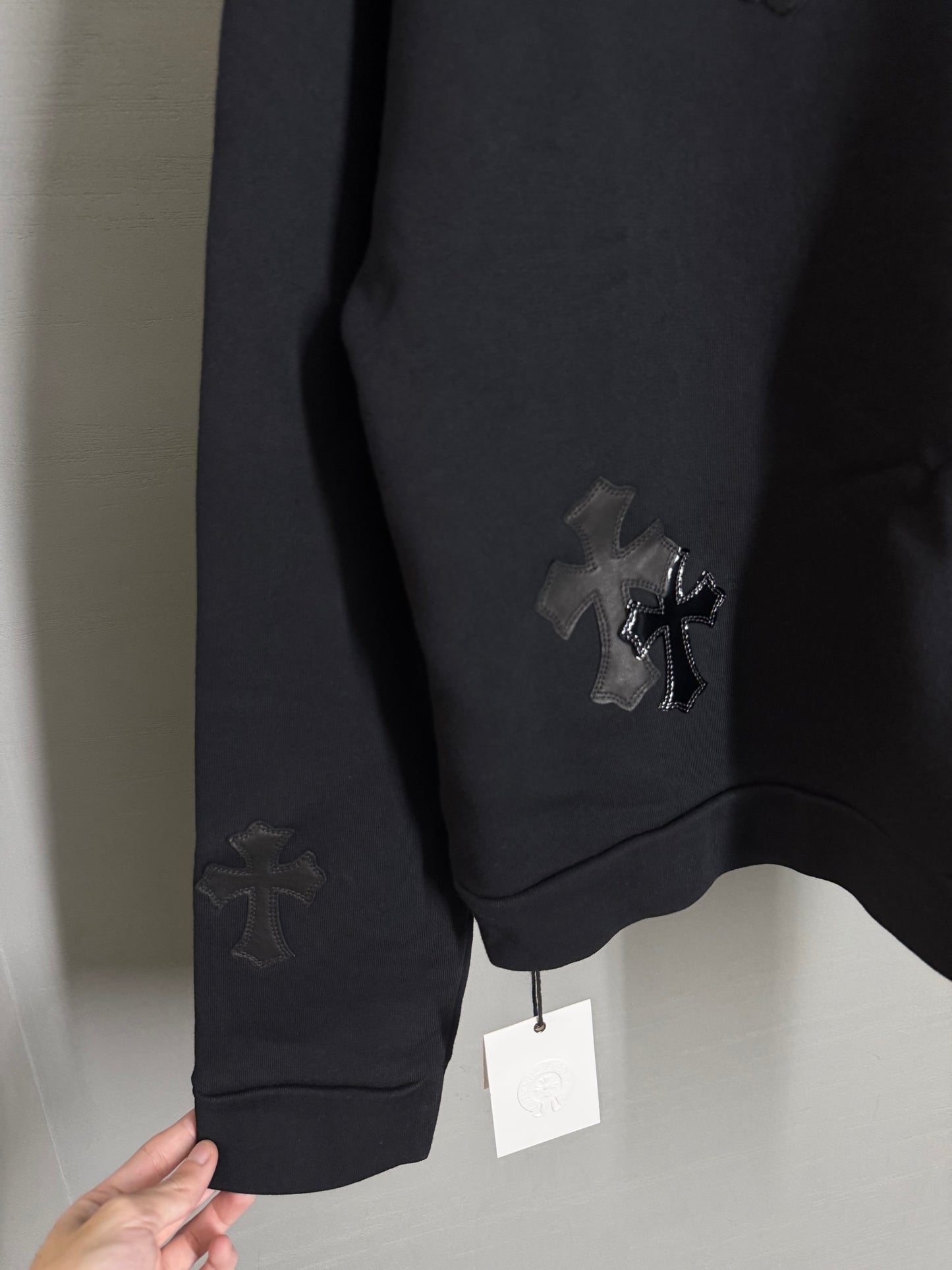 Chrome Hearts Leather/Patent  Cross Patch Half-Zip