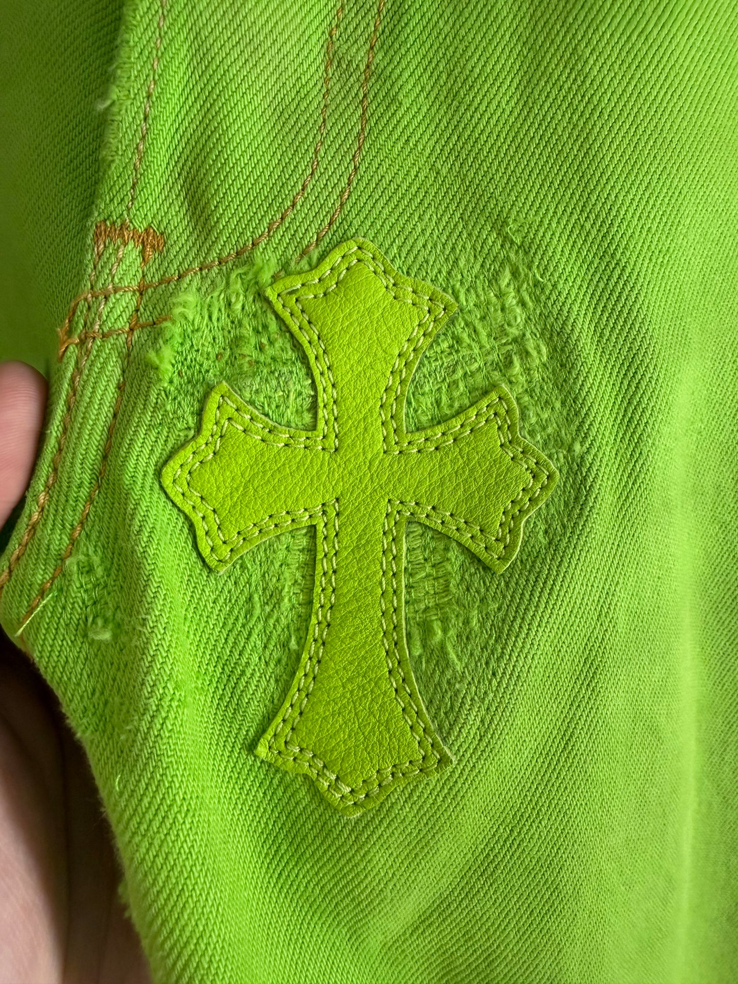 Chrome Hearts x Matty Boy “Sex Records” Cemetery Cross Patch 501 Jeans