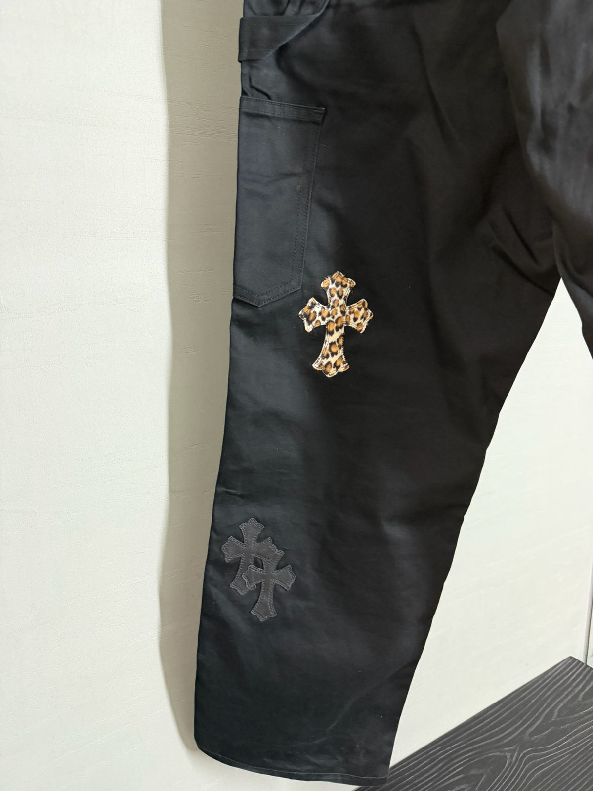 Chrome Hearts Leopard Leather Cross Patch Carpenter Pants