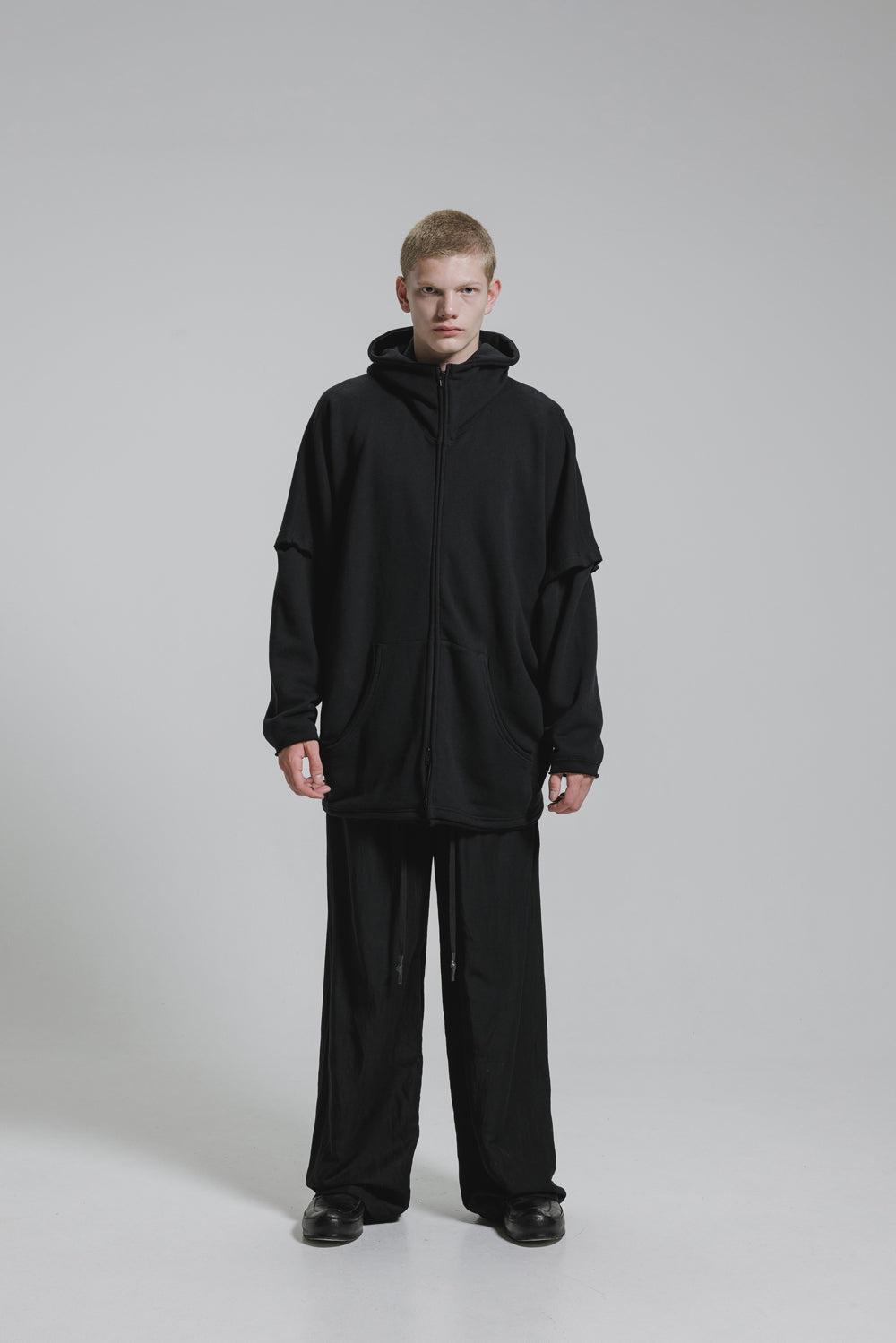 NUDE:MM 30/7 French Terry Oversized Zip Up Hoodie (Detachable Sleeves)