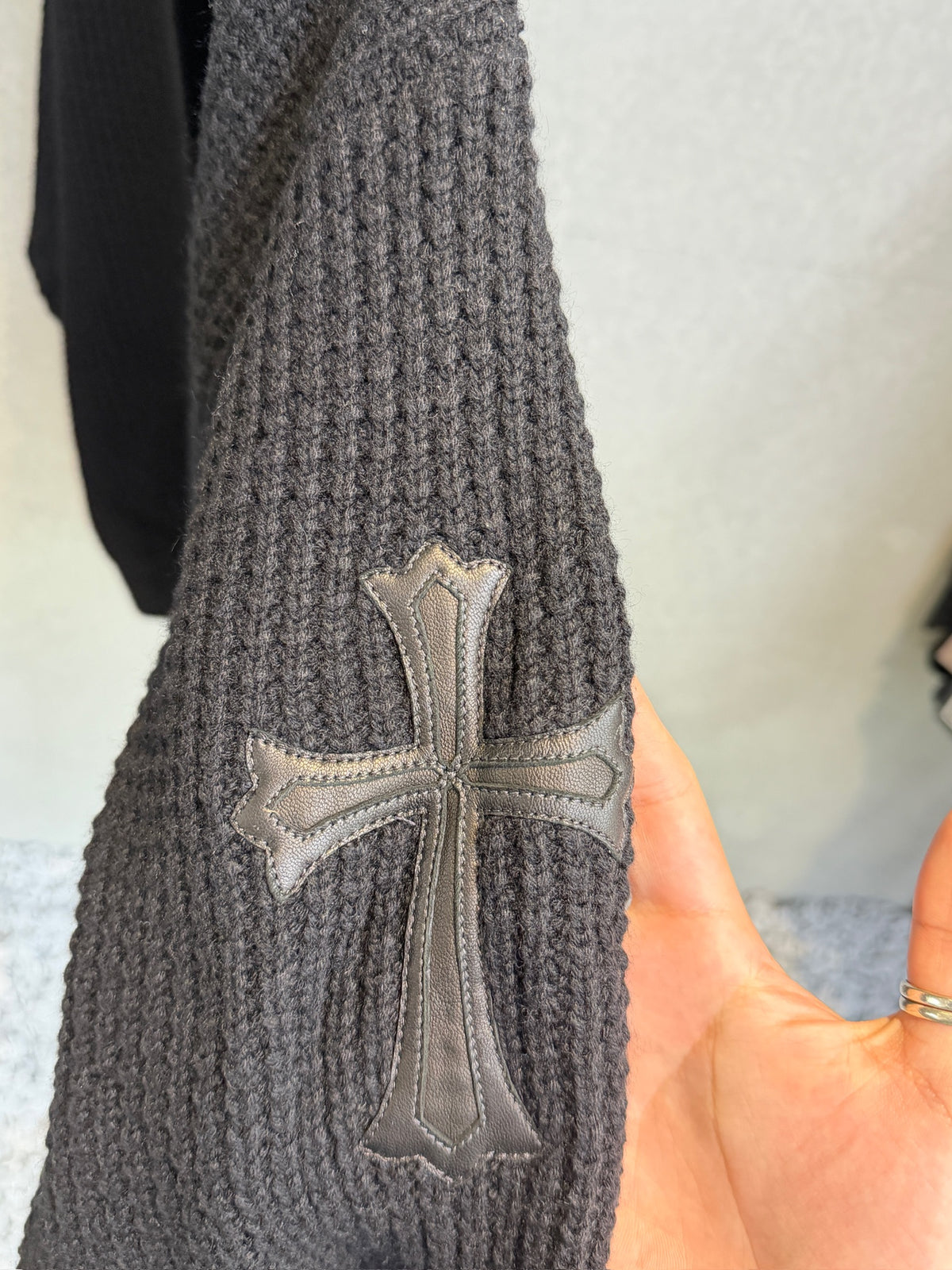 Chrome Hearts Cross Patch Waffle Cashmere Cardigan