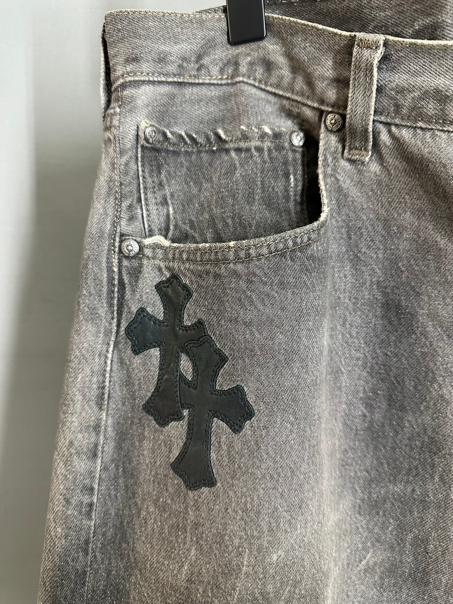 Chrome Hearts Leather Patched 501 Levis Jeans