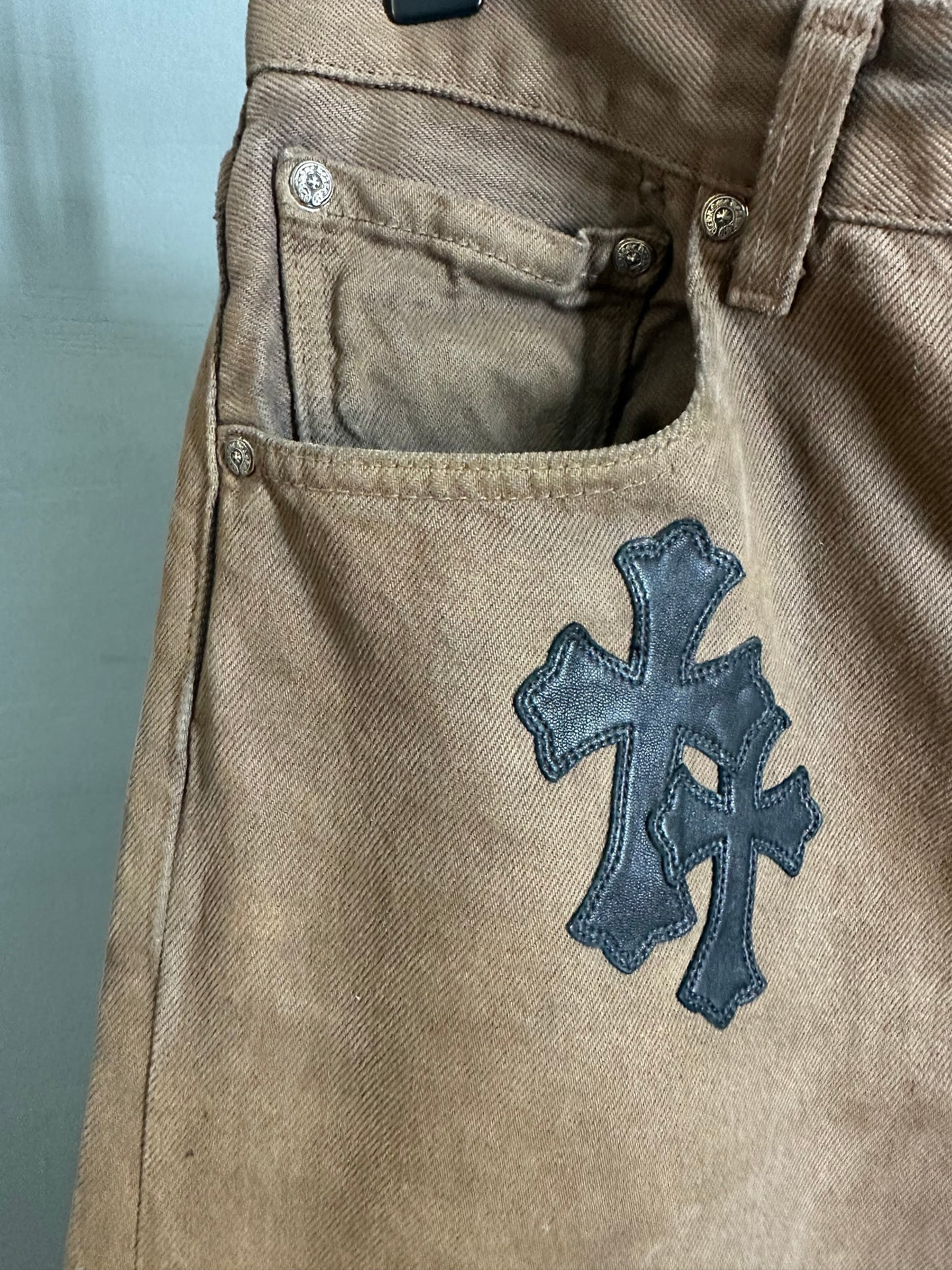 Chrome Hearts Leather Cross Patched Levis 501 Jeans (1 of 1)