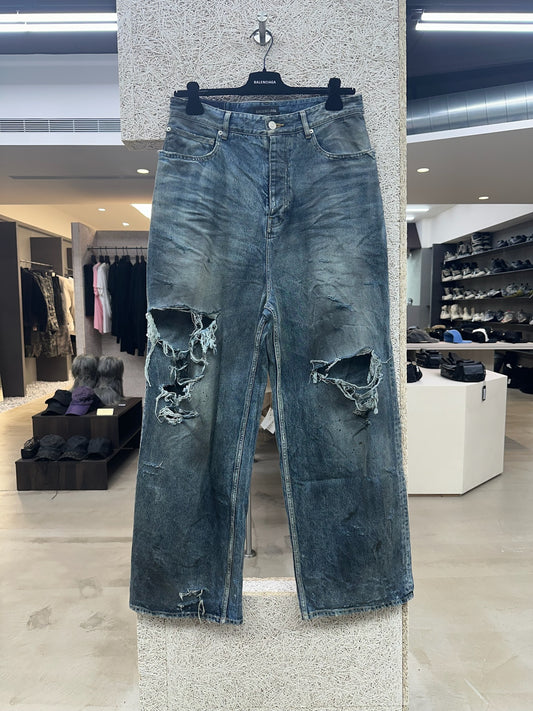 Balenciaga Distressed Wide Leg Jeans