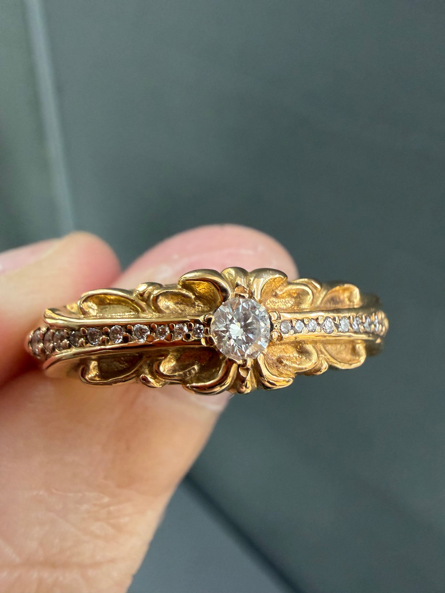 Chrome Hearts 22k Baby Classic Floral Cross Ring with Diamonds
