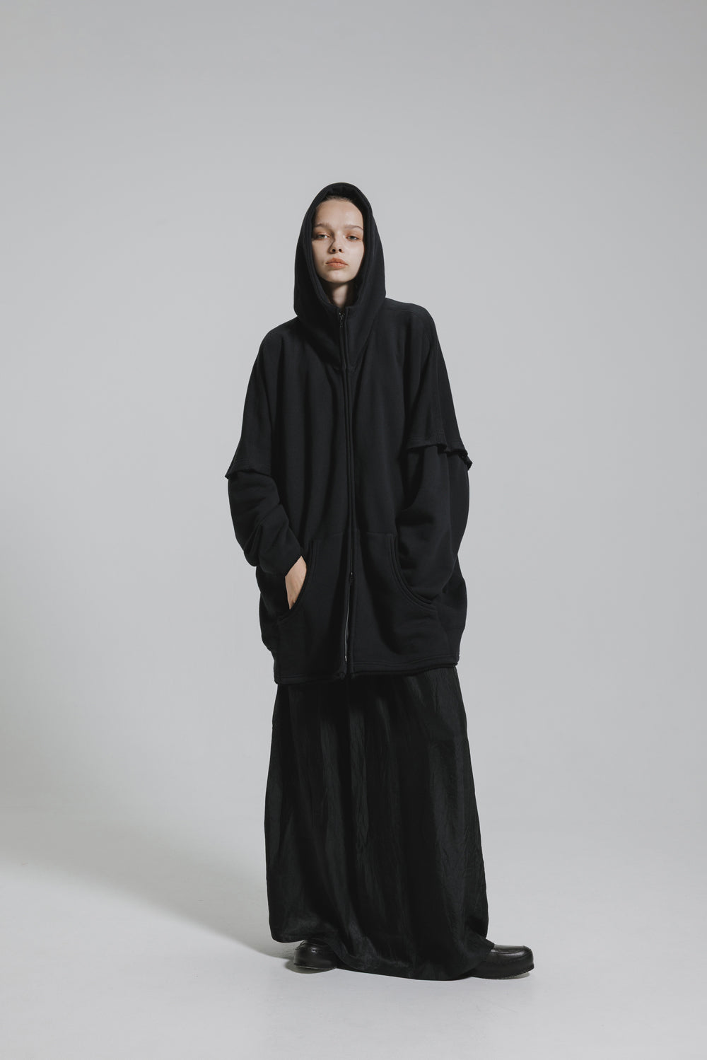 NUDE:MM 30/7 French Terry Oversized Zip Up Hoodie (Detachable Sleeves)