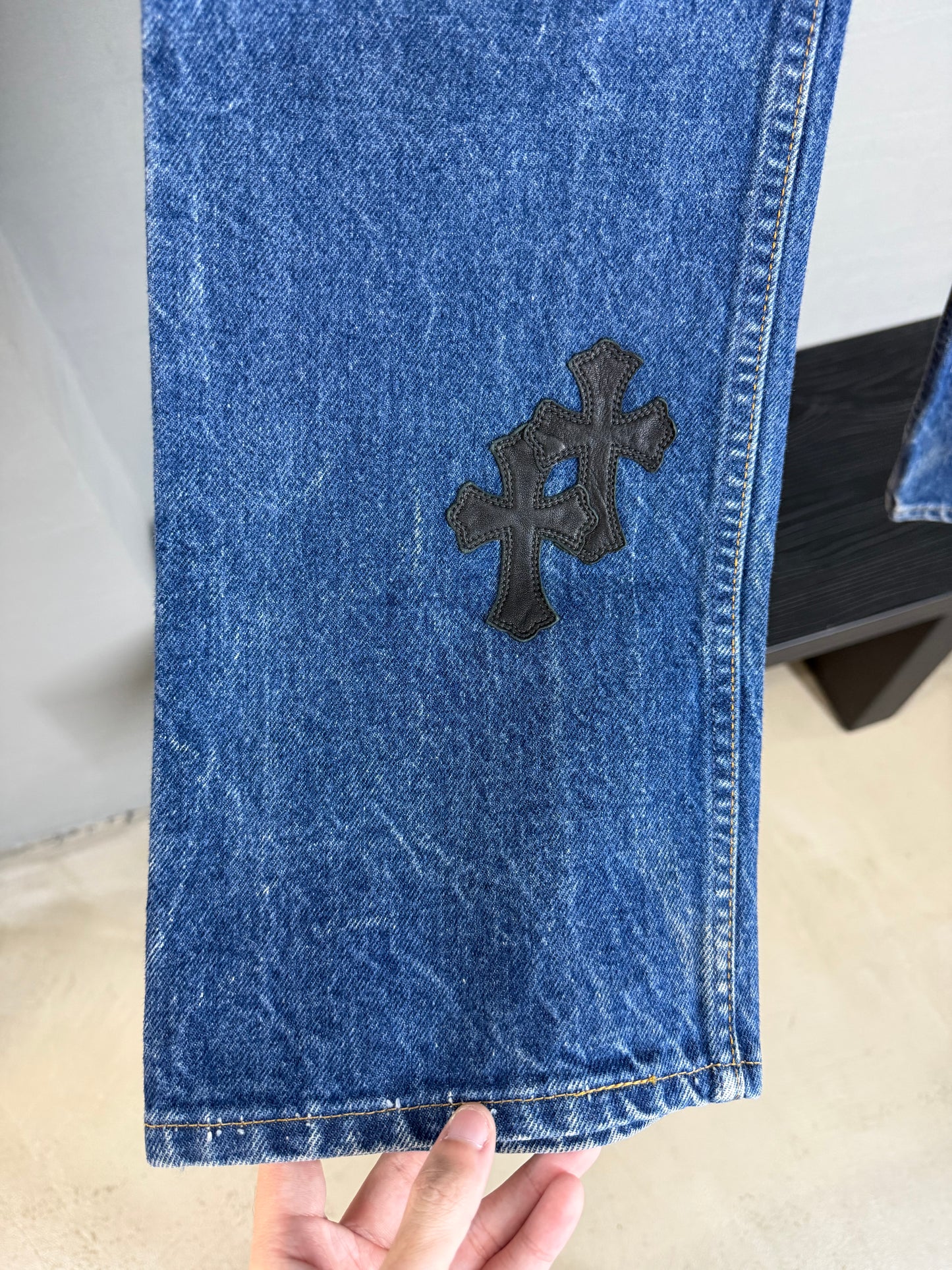 Chrome Hearts Leather Cross Patch 517 Jeans