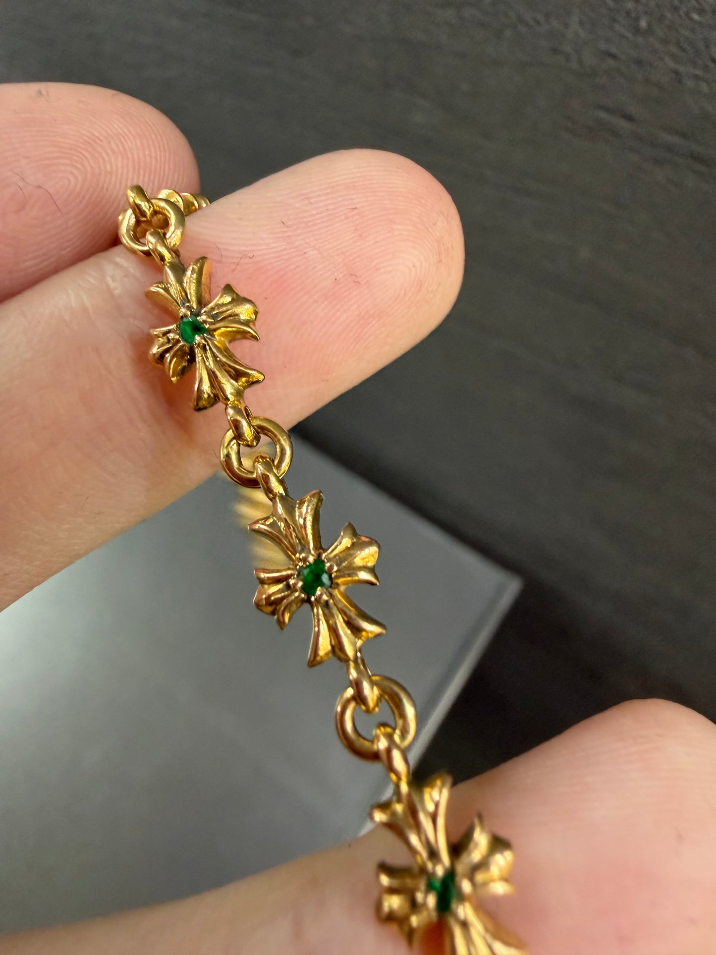 Chrome Hearts 22K Emerald Tiny E Bracelet 12 Links