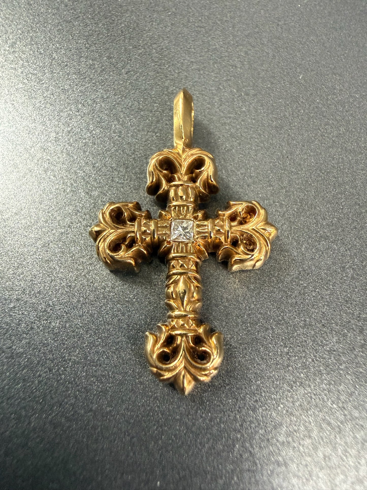 Chrome Hearts 22k Filigree Cross Pendant with Diamond