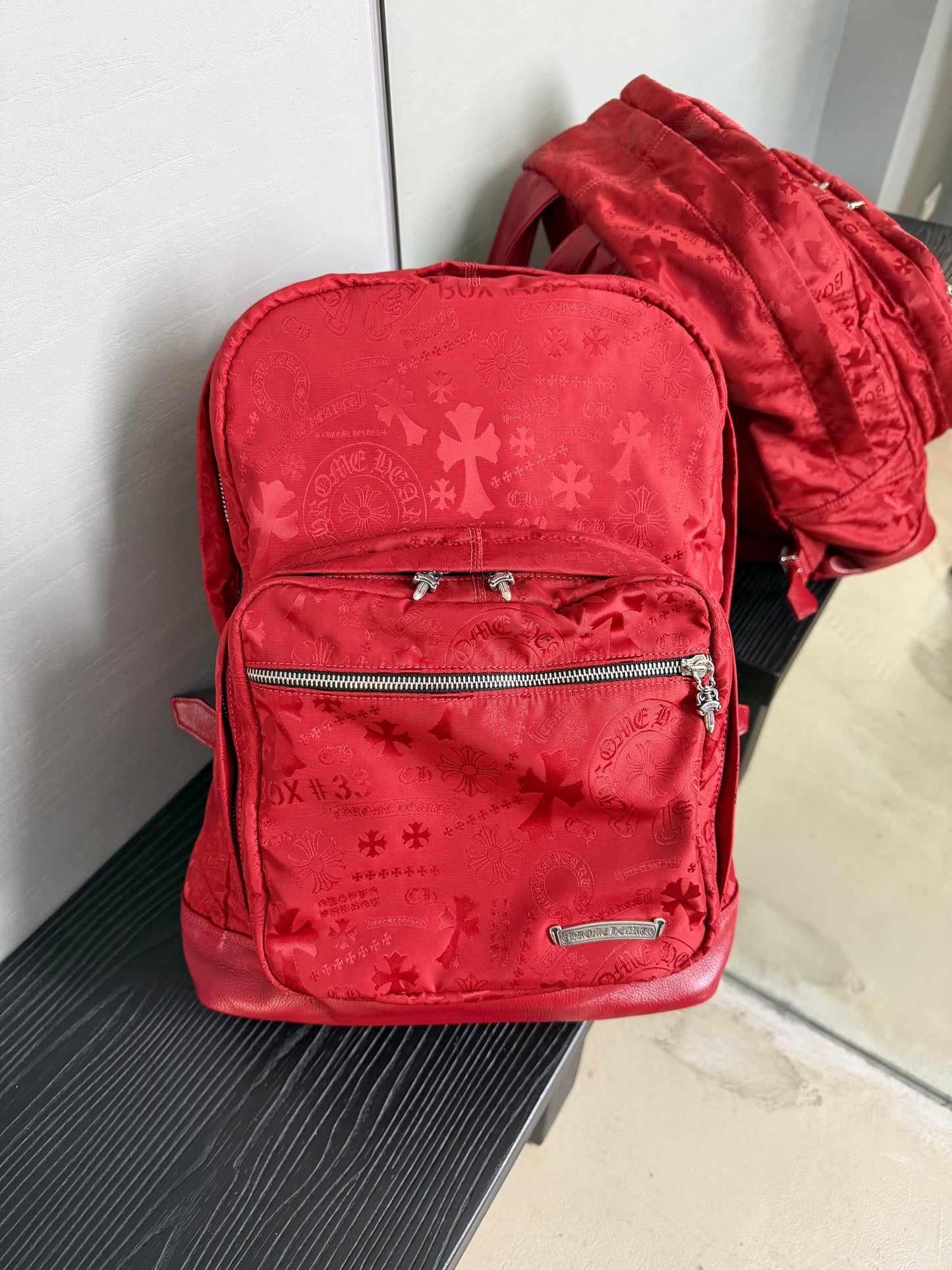 Chrome Hearts Nylon Stencil Red Backpack