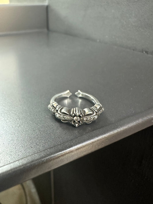 Chrome Hearts Baby Classic Diamonds Paved Floral Ring