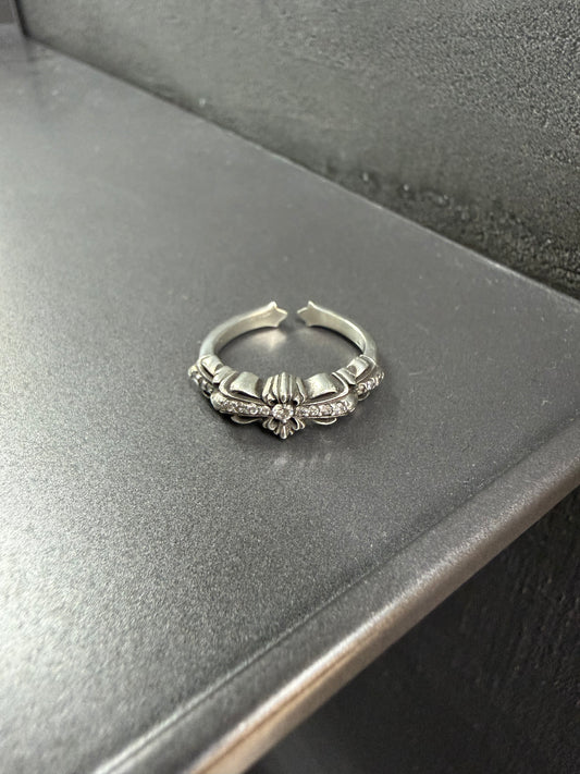 Chrome Hearts Baby Classic Diamonds Paved Floral Ring