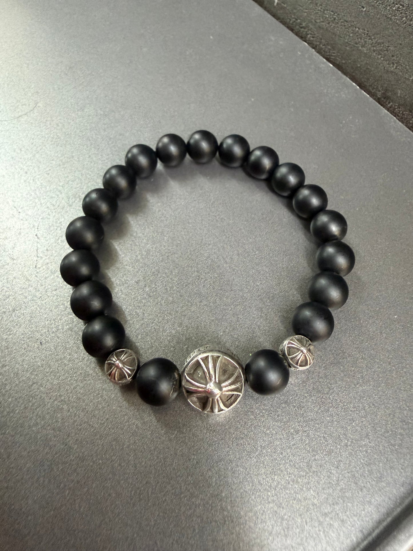 Chrome Hearts Cross 8mm Bead Bracelet