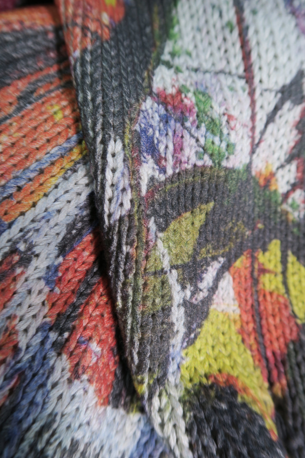 NUDE:MM Inkjet Print Cotton 3GG Damage Knit Cardigan