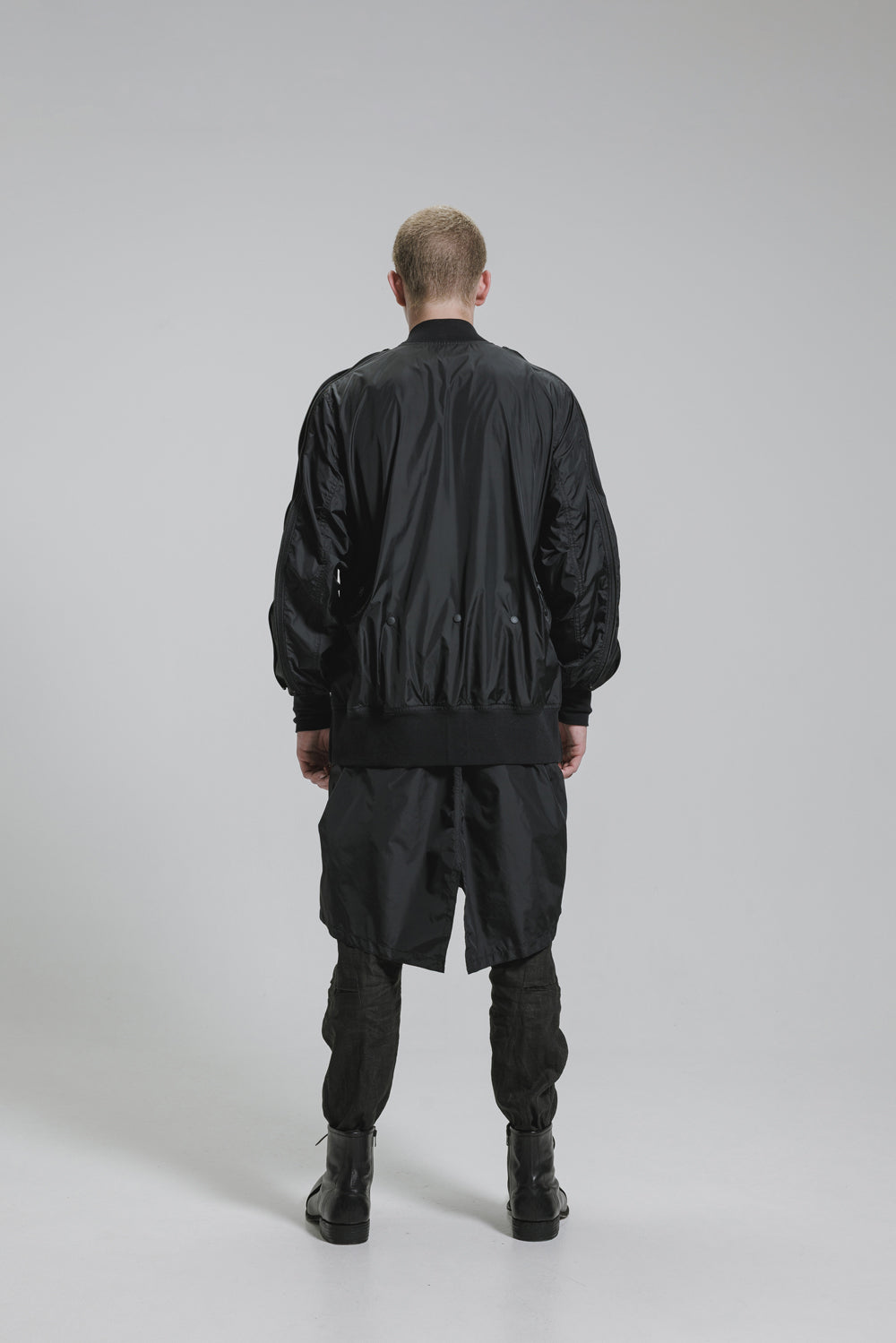 NUDE:MM Nylon Taffeta Oversized Bomber Jacket (Detachable Hem Parts)