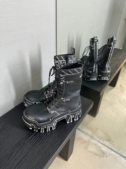 Balenciaga Bulldozer Sketch On Laceup Boots