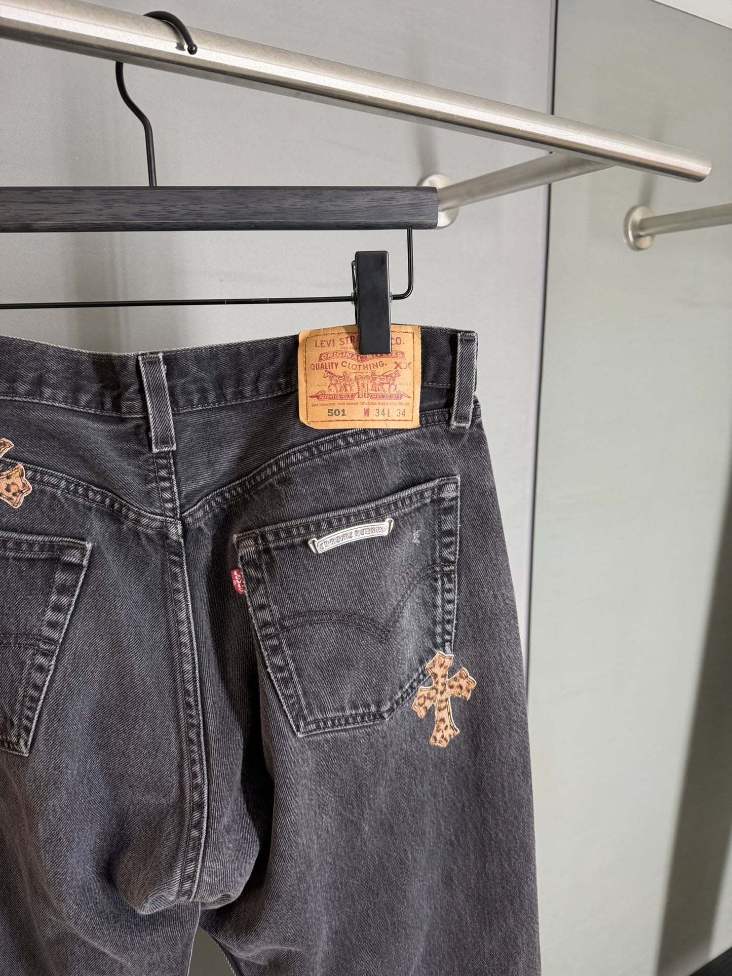 Chrome Hearts Leopard Cross Patch 501 Jeans